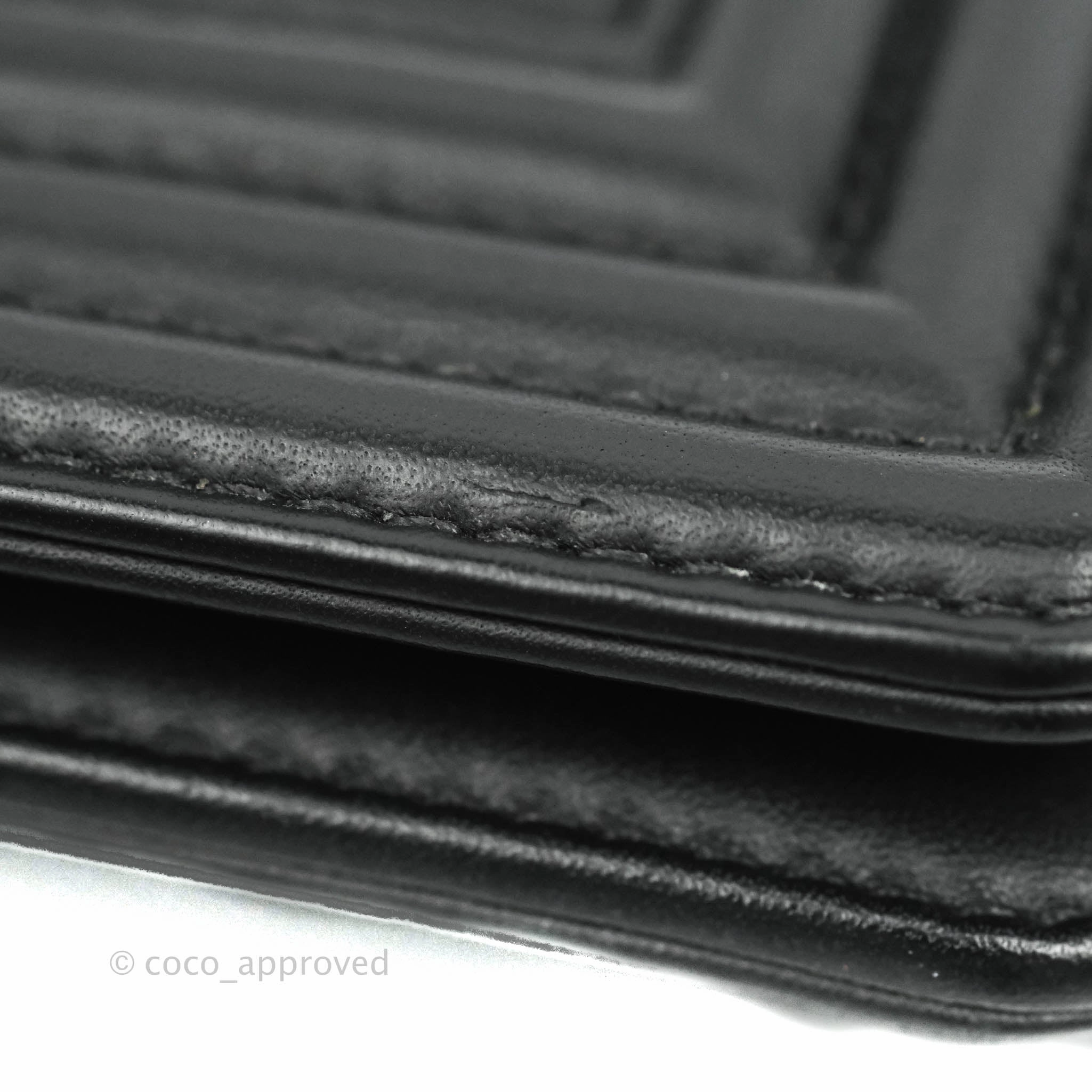 Chanel Medium Chevron Boy Black Calfskin Aged Gold Hardware