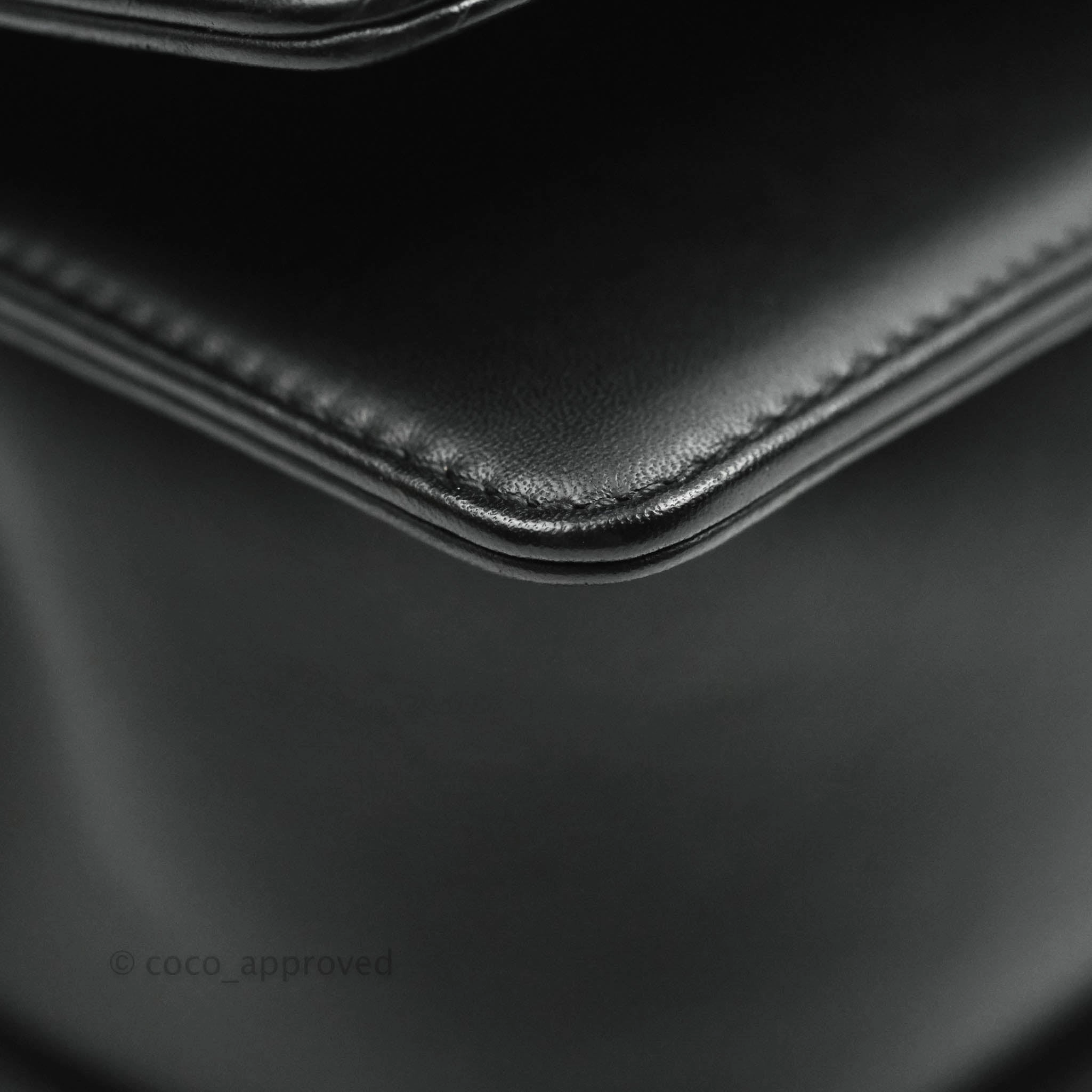 Chanel Medium Chevron Boy Black Calfskin Aged Gold Hardware