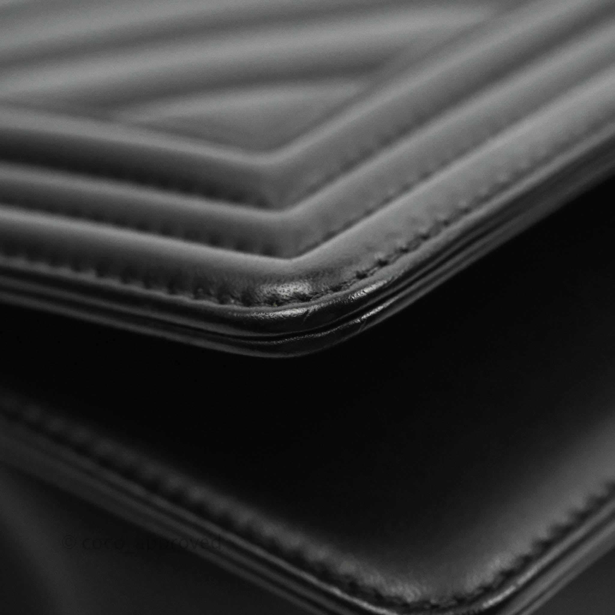 Chanel Medium Chevron Boy Black Calfskin Aged Gold Hardware