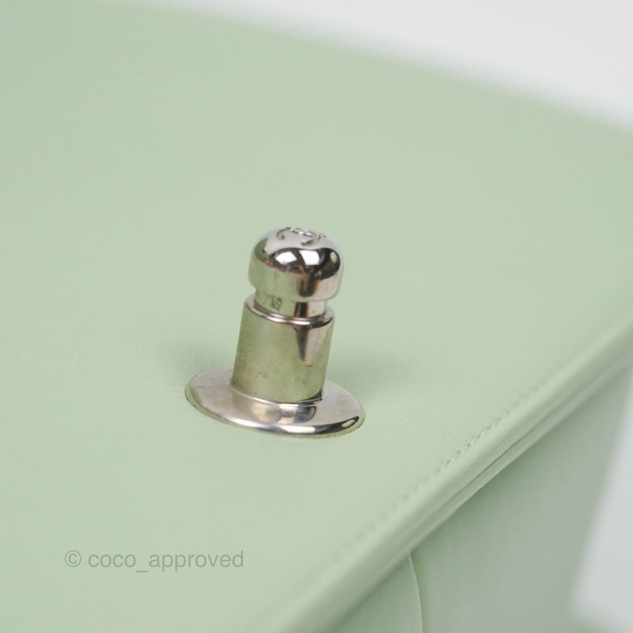 Chanel Medium Chevron Boy Mint Green Calfskin Silver Hardware