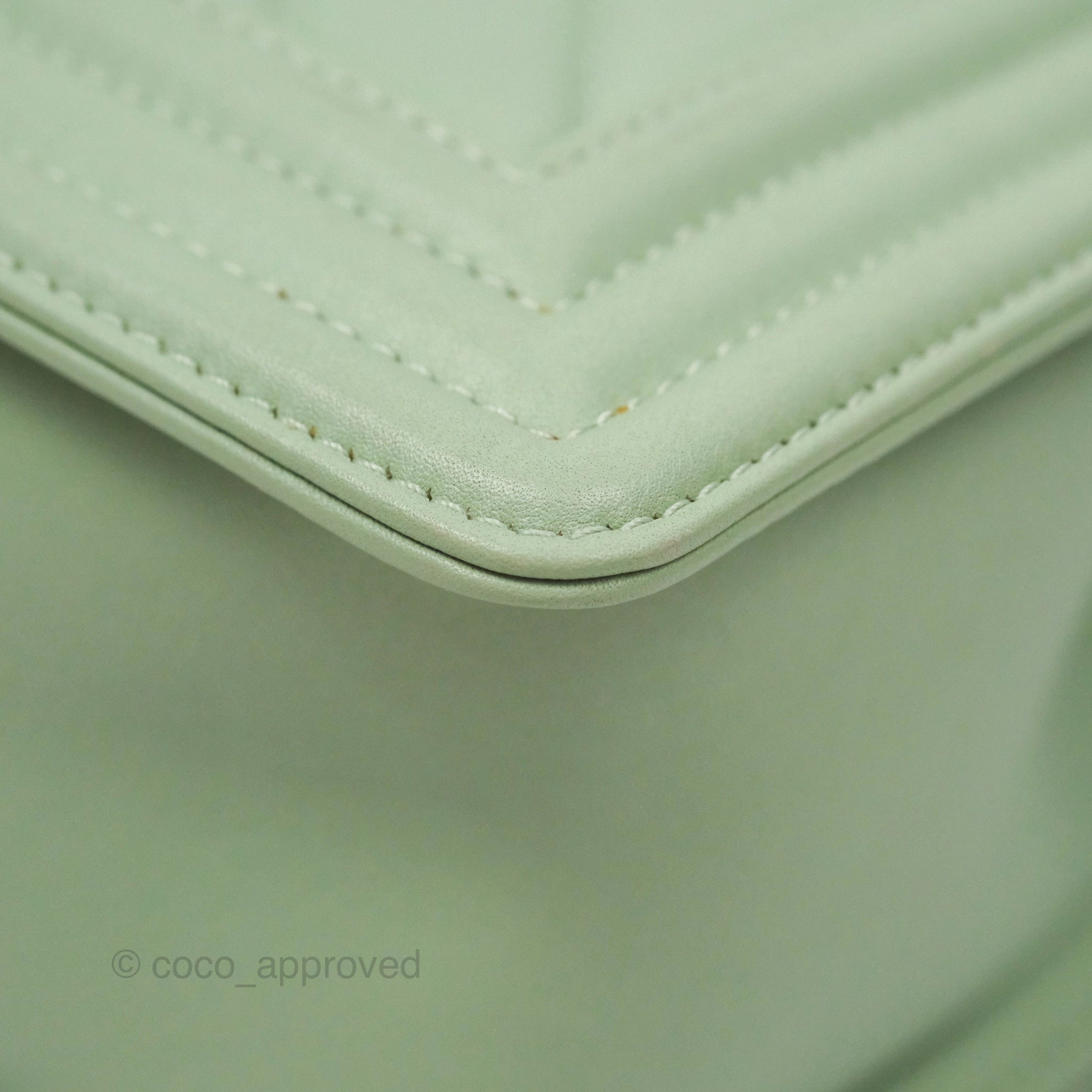 Chanel Medium Chevron Boy Mint Green Calfskin Silver Hardware