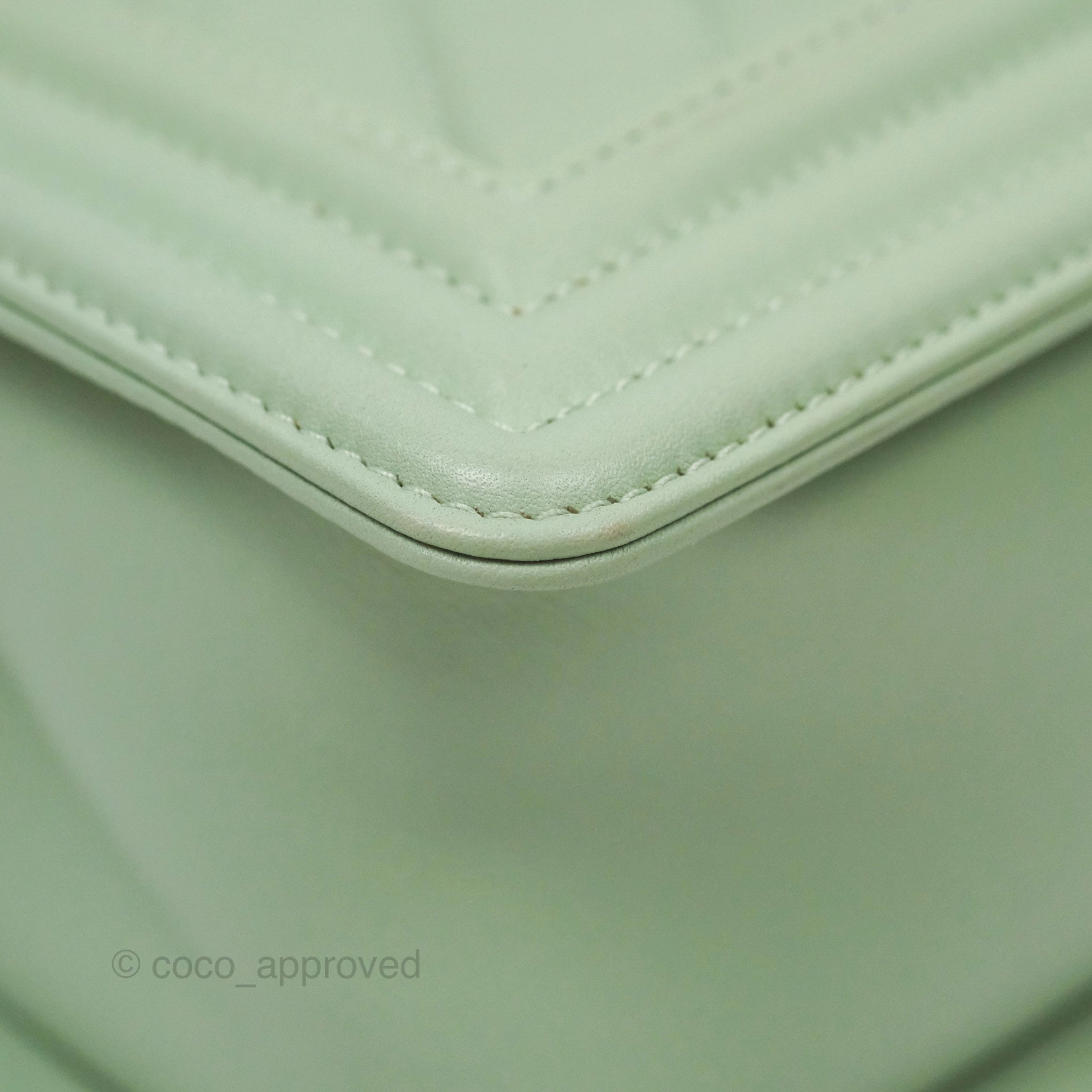 Chanel Medium Chevron Boy Mint Green Calfskin Silver Hardware