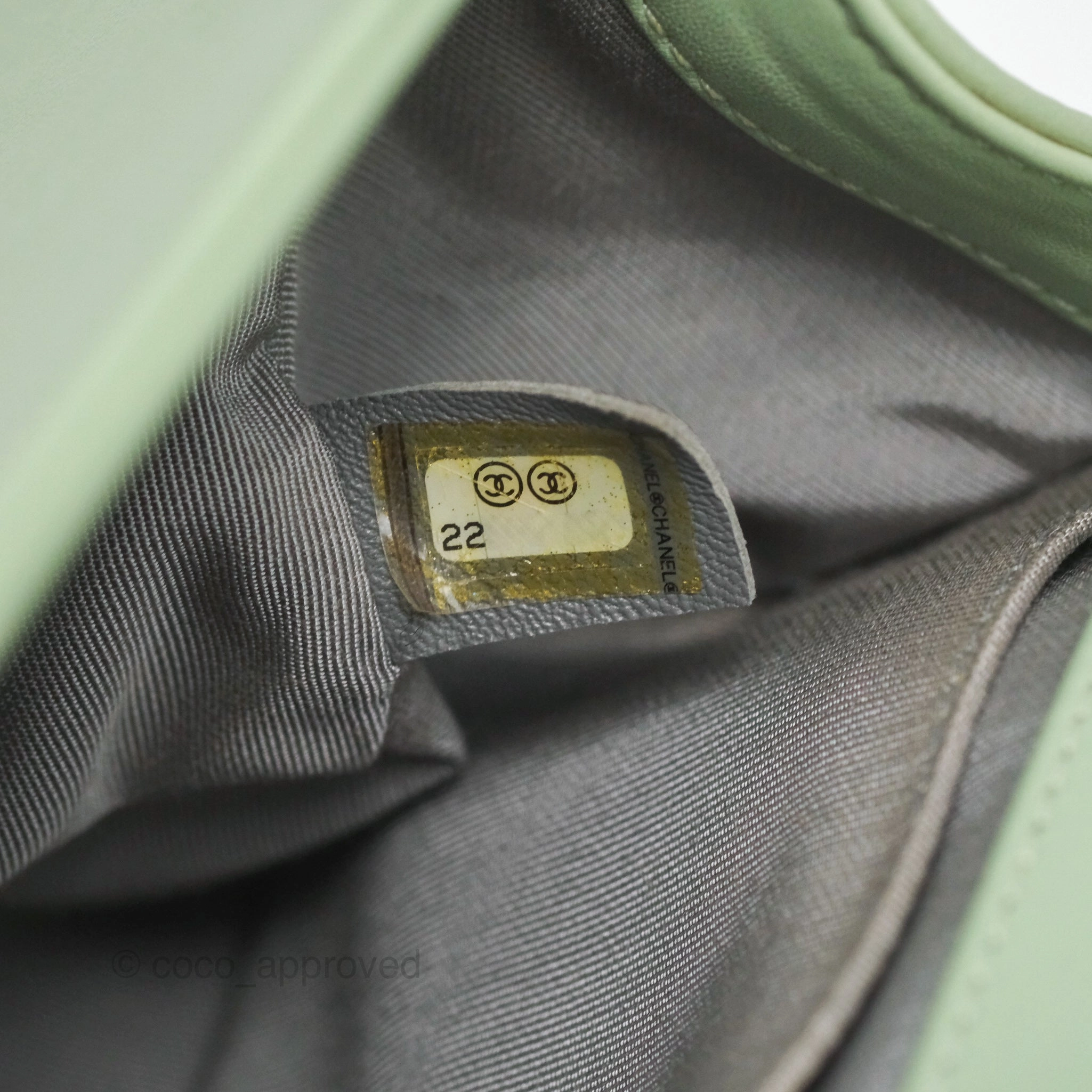 Chanel Medium Chevron Boy Mint Green Calfskin Silver Hardware