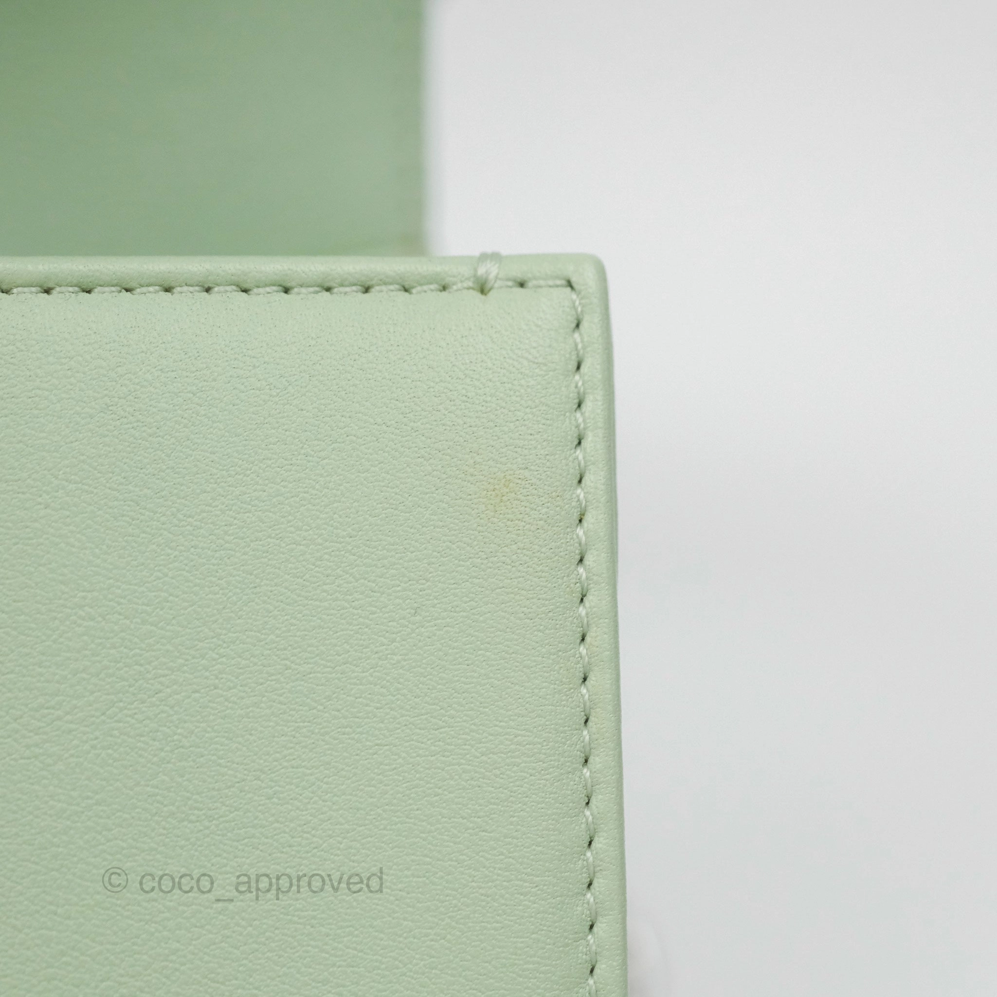 Chanel Medium Chevron Boy Mint Green Calfskin Silver Hardware