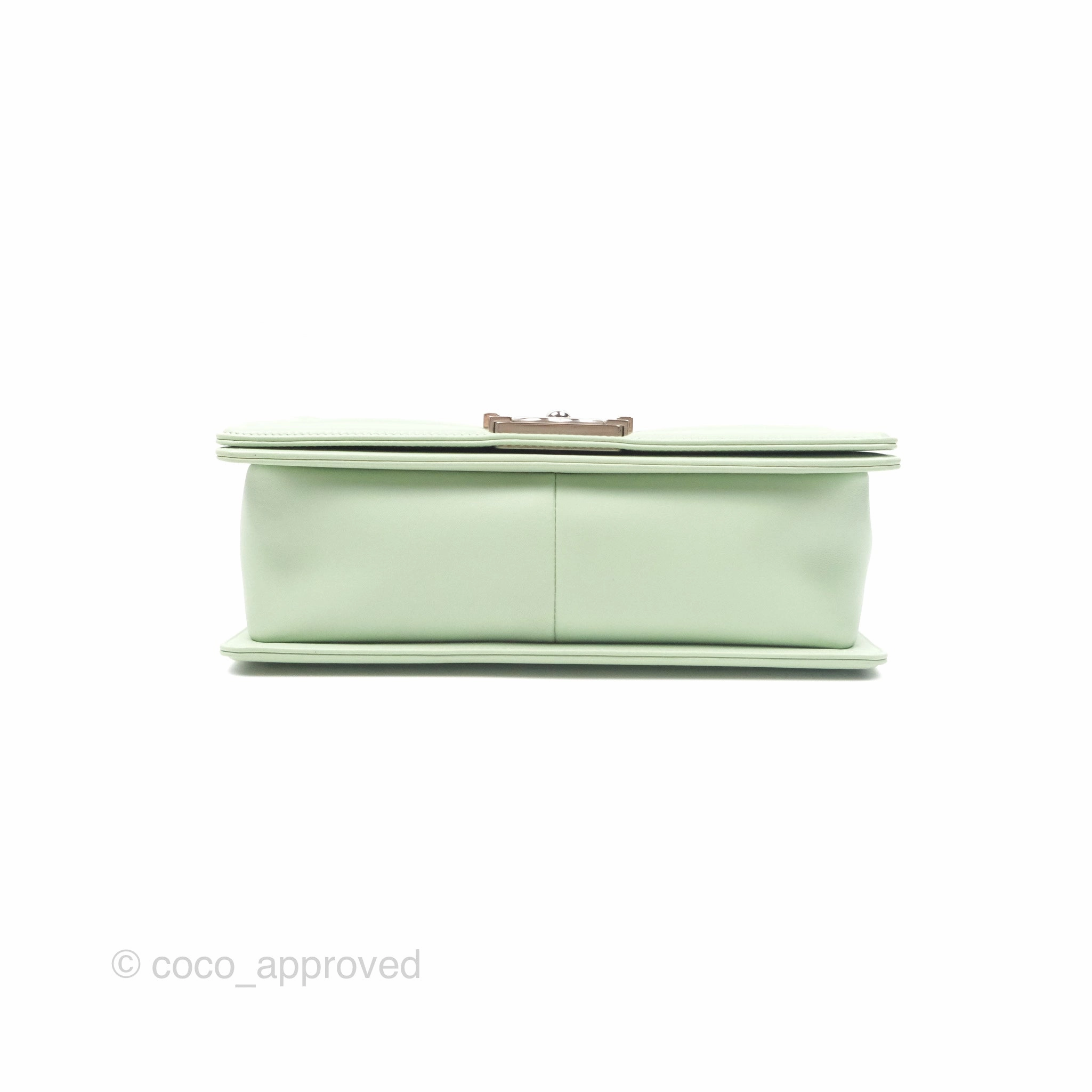 Chanel Medium Chevron Boy Mint Green Calfskin Silver Hardware