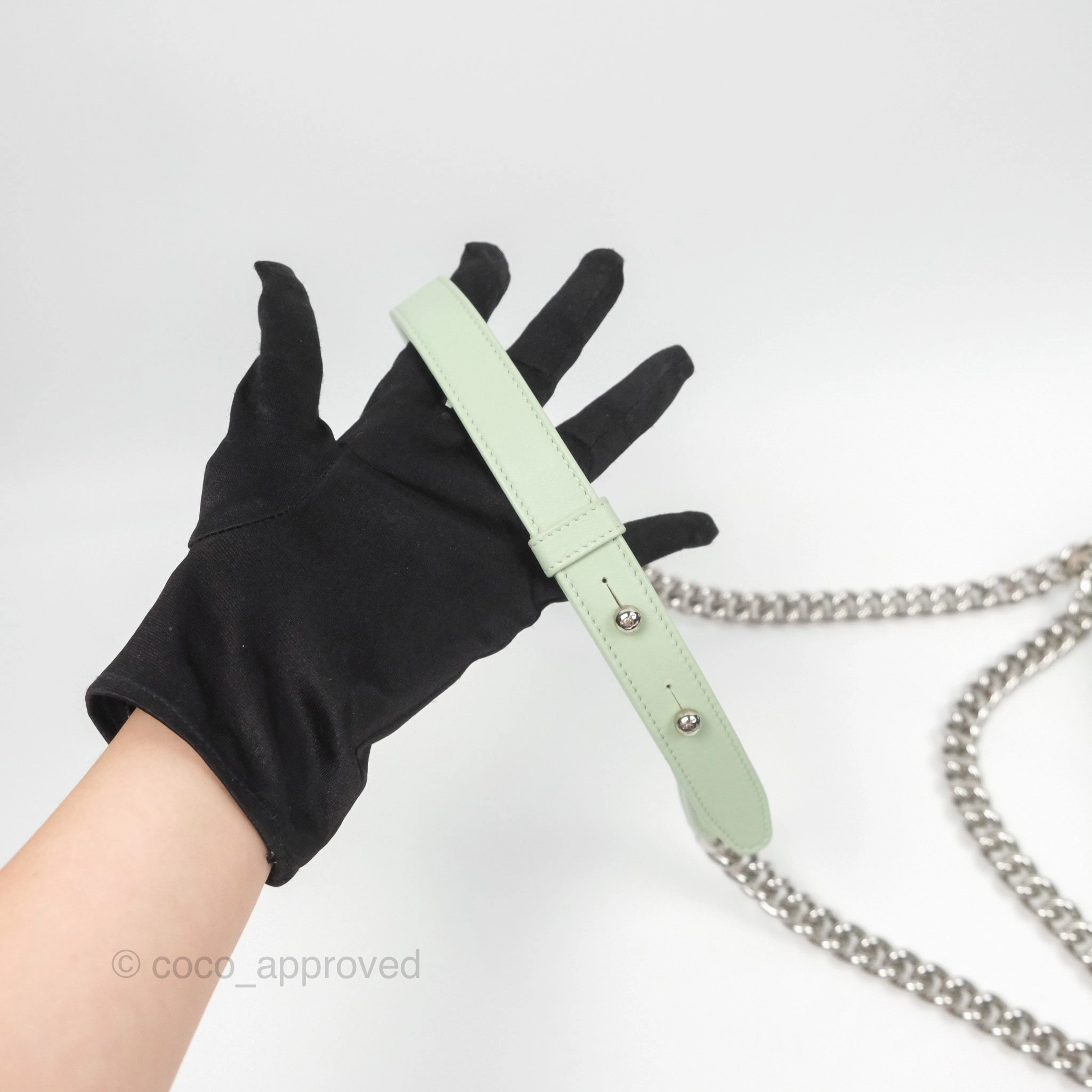 Chanel Medium Chevron Boy Mint Green Calfskin Silver Hardware
