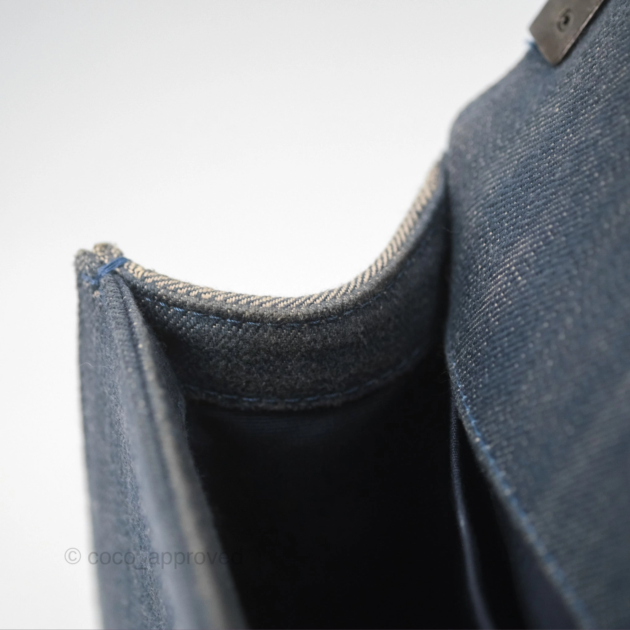 Chanel Medium Chevron Boy Washed Denim Ruthenium Hardware
