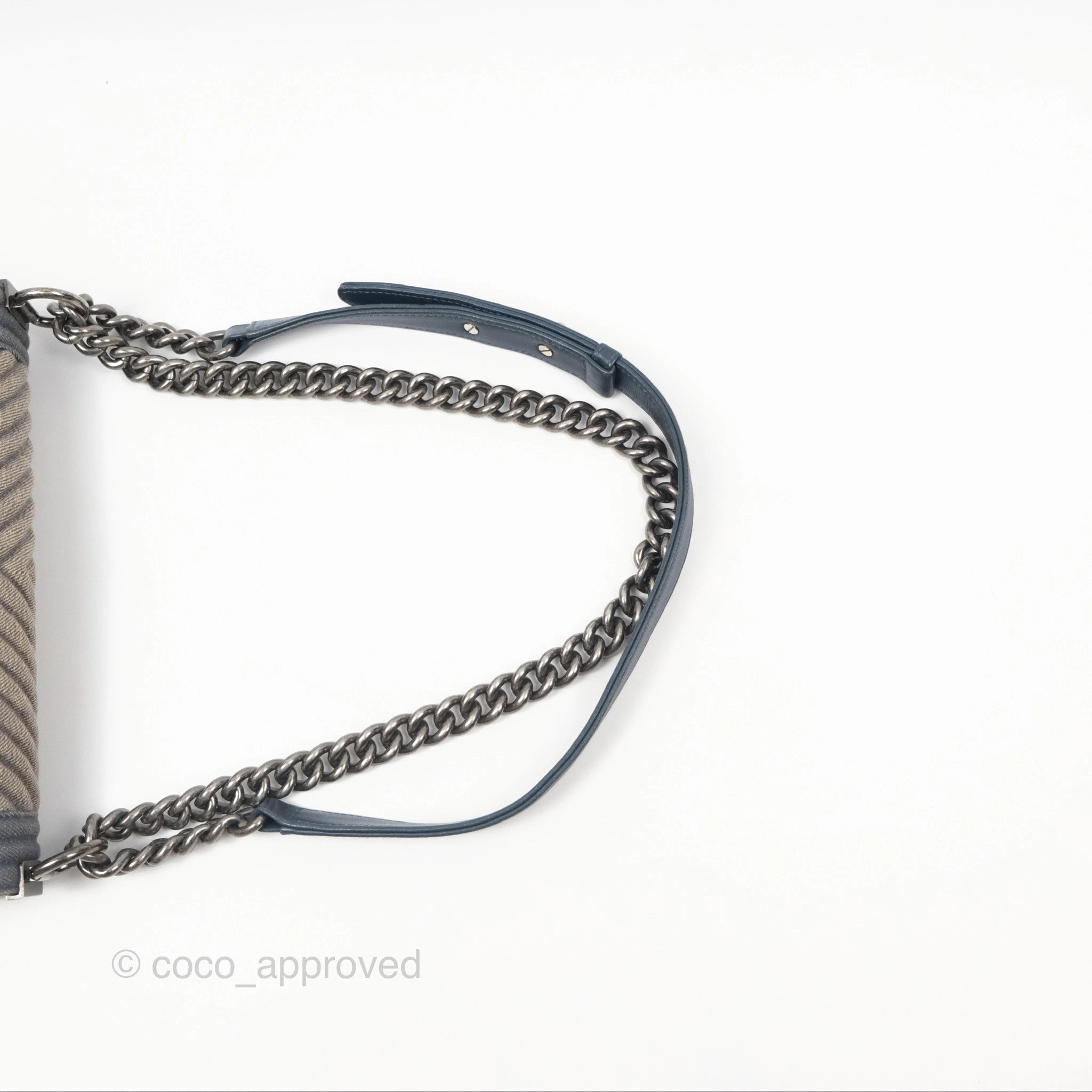 Chanel Medium Chevron Boy Washed Denim Ruthenium Hardware