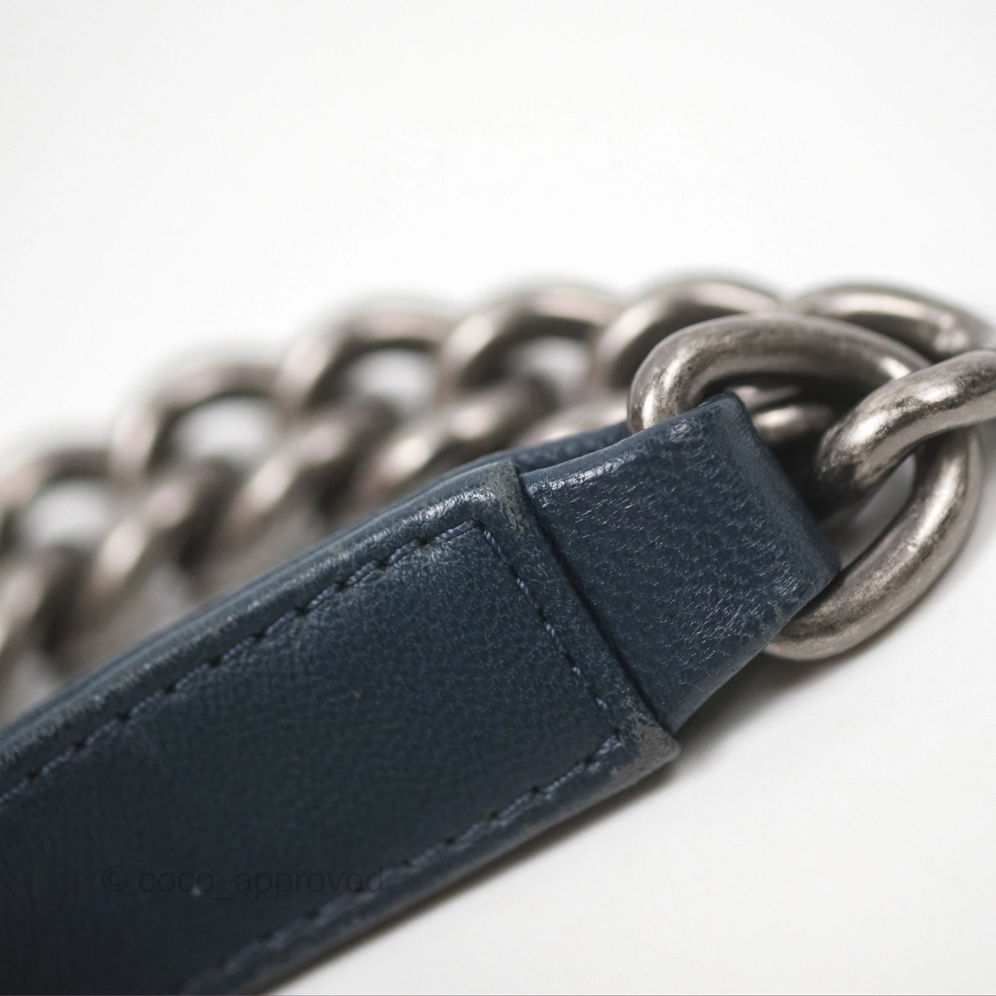 Chanel Medium Chevron Boy Washed Denim Ruthenium Hardware