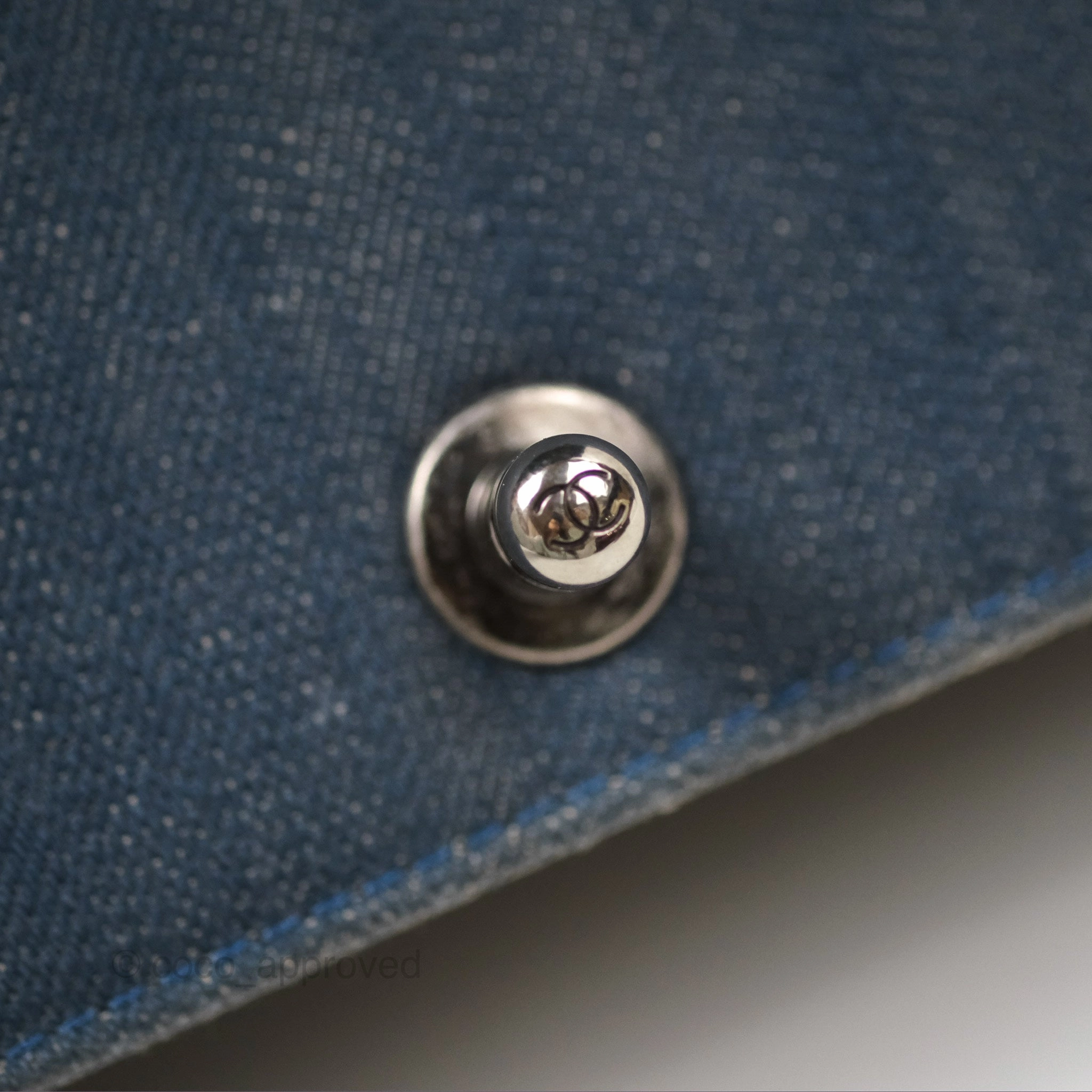 Chanel Medium Chevron Boy Washed Denim Ruthenium Hardware