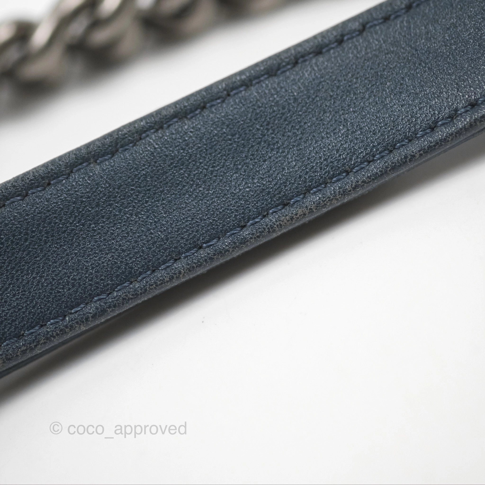 Chanel Medium Chevron Boy Washed Denim Ruthenium Hardware