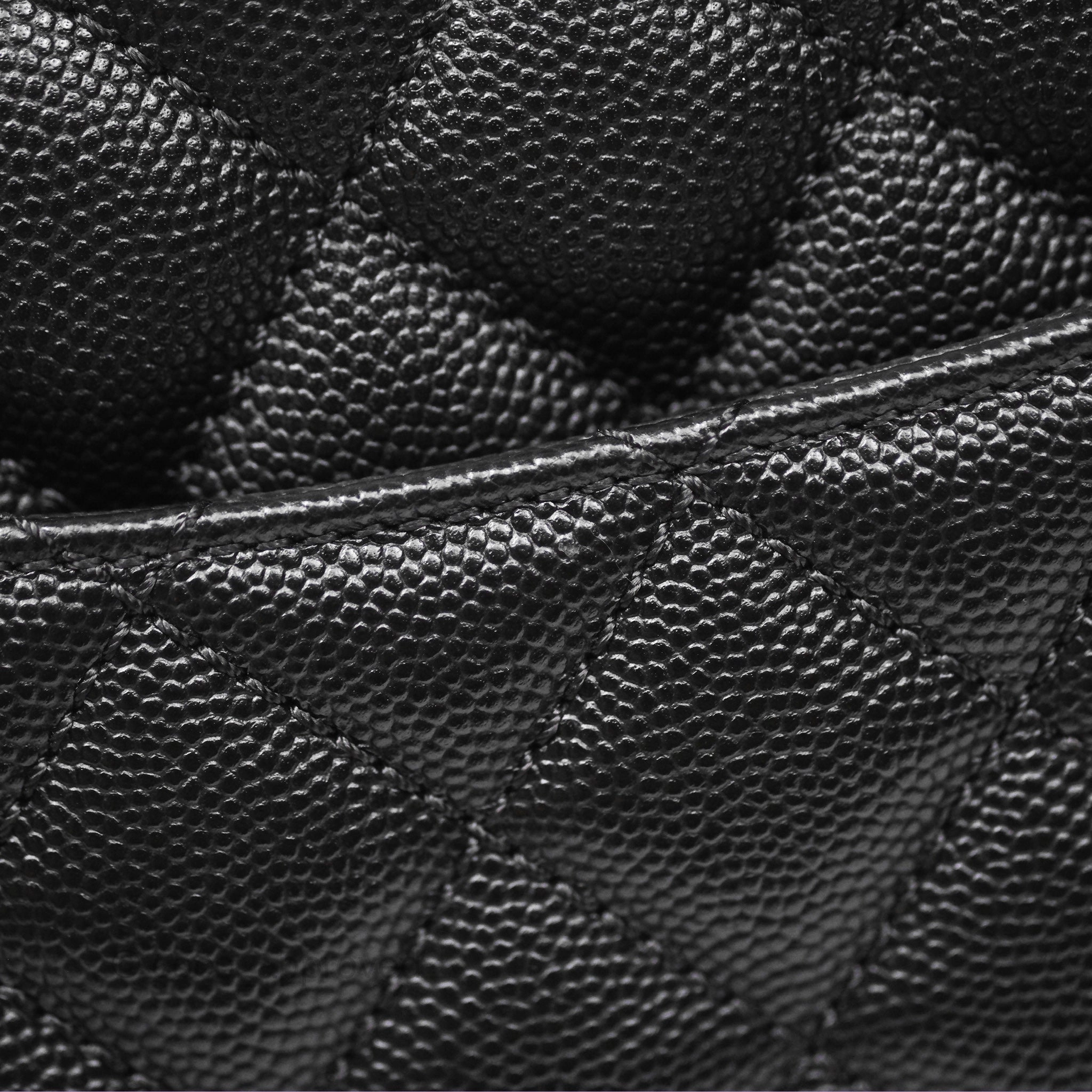 Chanel Medium Coco Handle Quilted Black Caviar Lizard Handle Gold Hardware