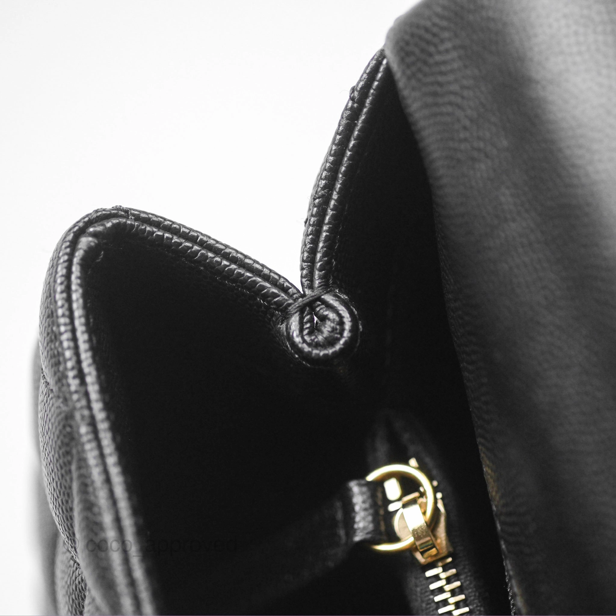 Chanel Medium Coco Handle Quilted Black Caviar Lizard Handle Gold Hardware