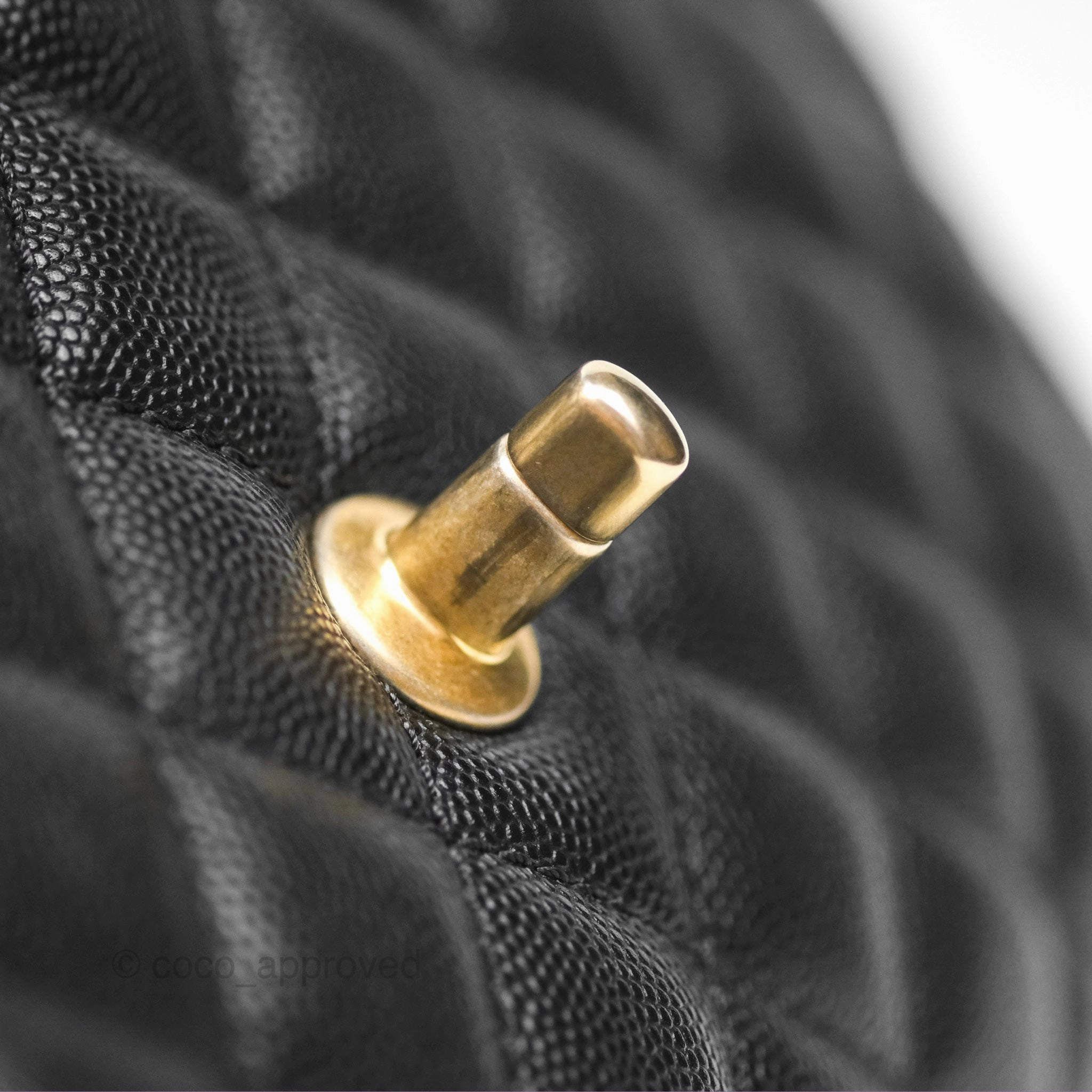 Chanel Medium Coco Handle Quilted Black Caviar Lizard Handle Gold Hardware