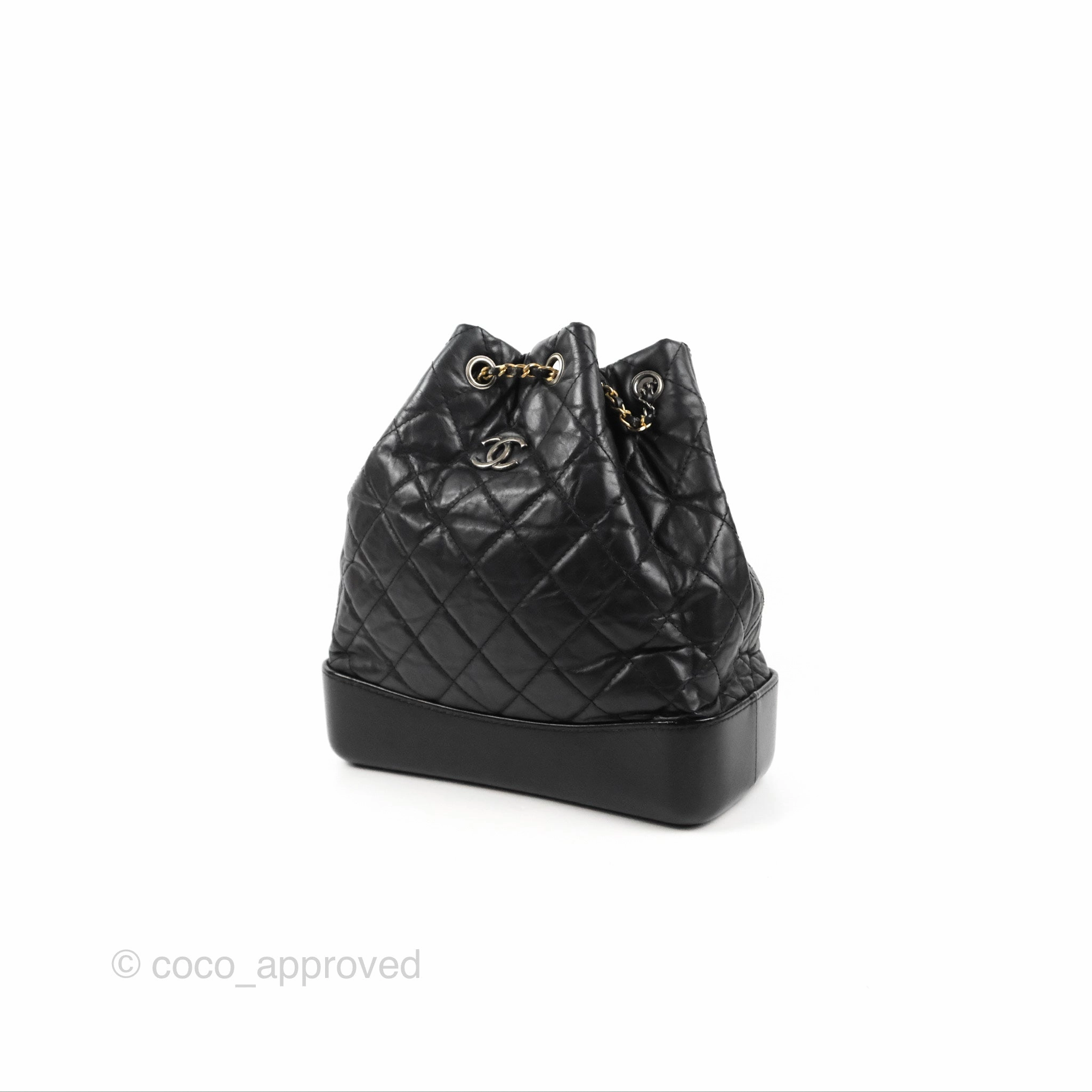 Chanel Medium Gabrielle Backpack Black Aged Calfskin