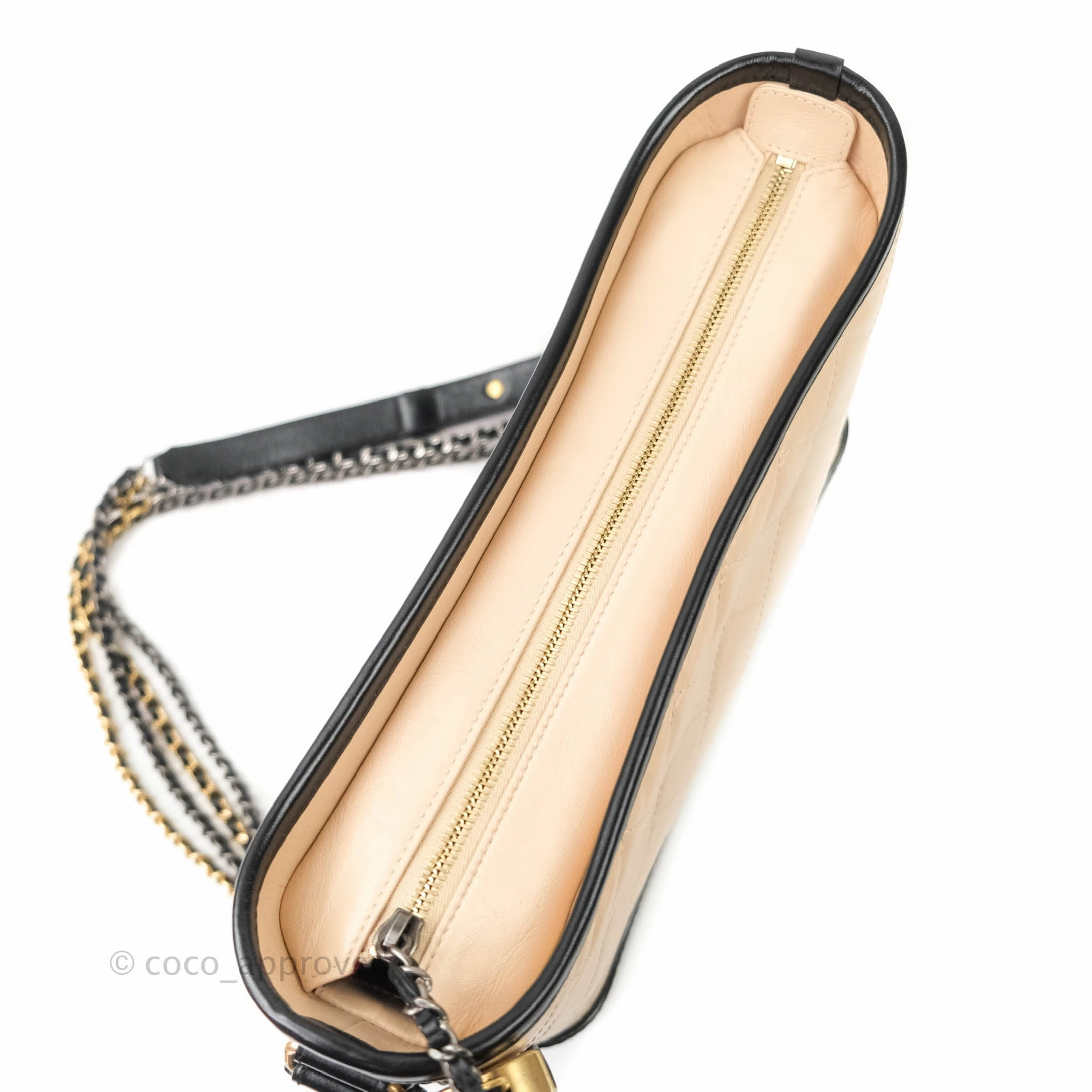 Chanel Medium Gabrielle Beige Black Aged Calfskin