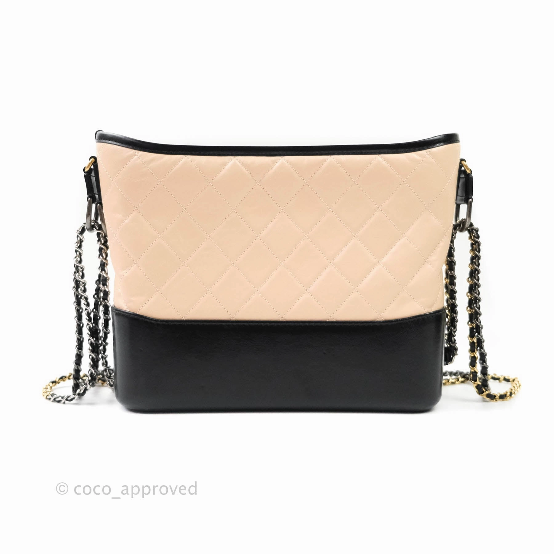 Chanel Medium Gabrielle Beige Black Aged Calfskin