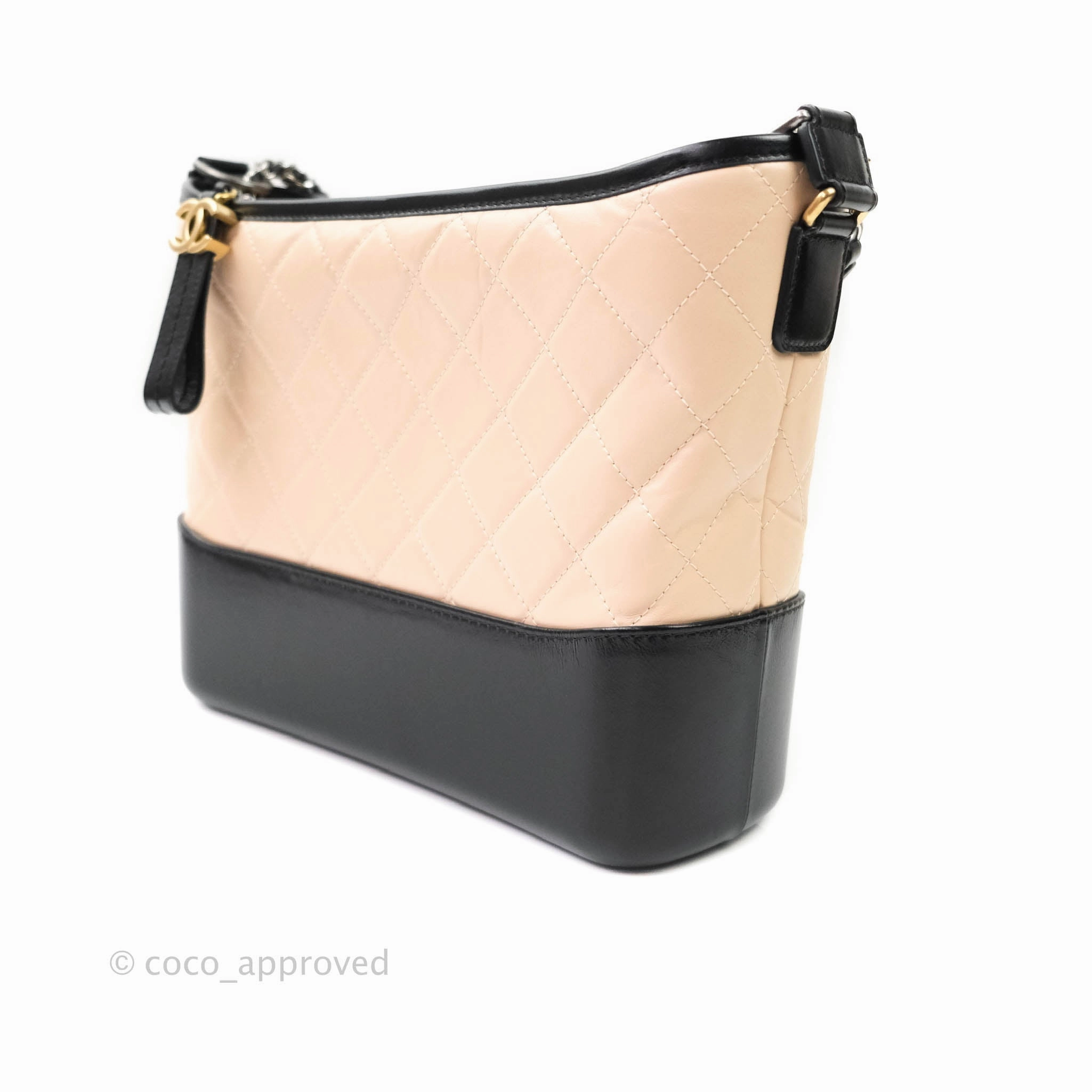 Chanel Medium Gabrielle Beige Black Aged Calfskin