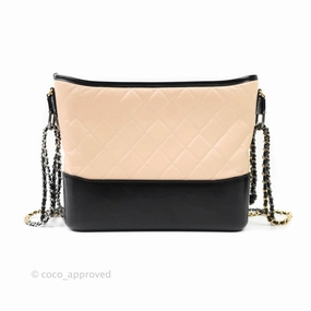 Chanel Medium Gabrielle Beige Black Aged Calfskin