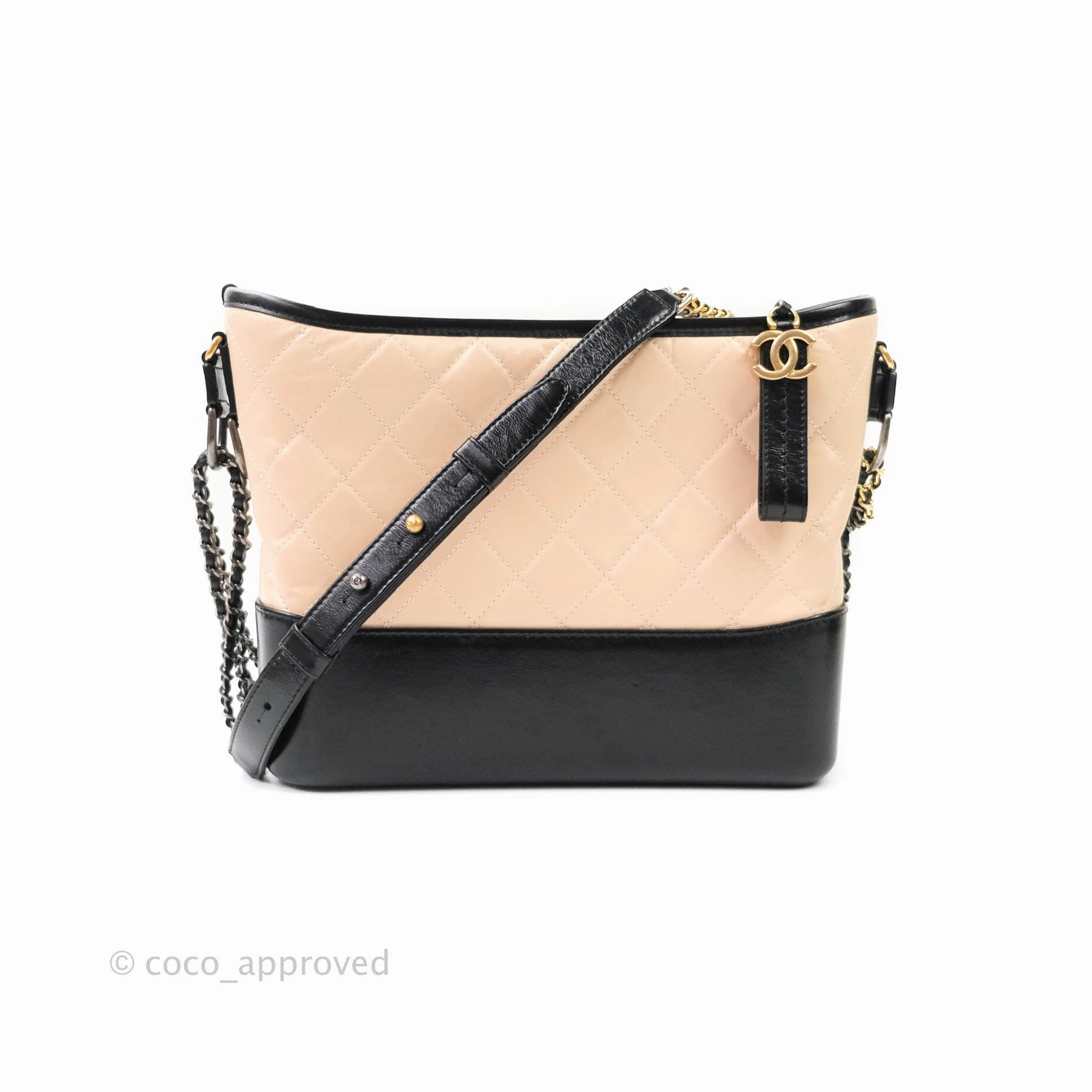 Chanel Medium Gabrielle Beige Black Aged Calfskin