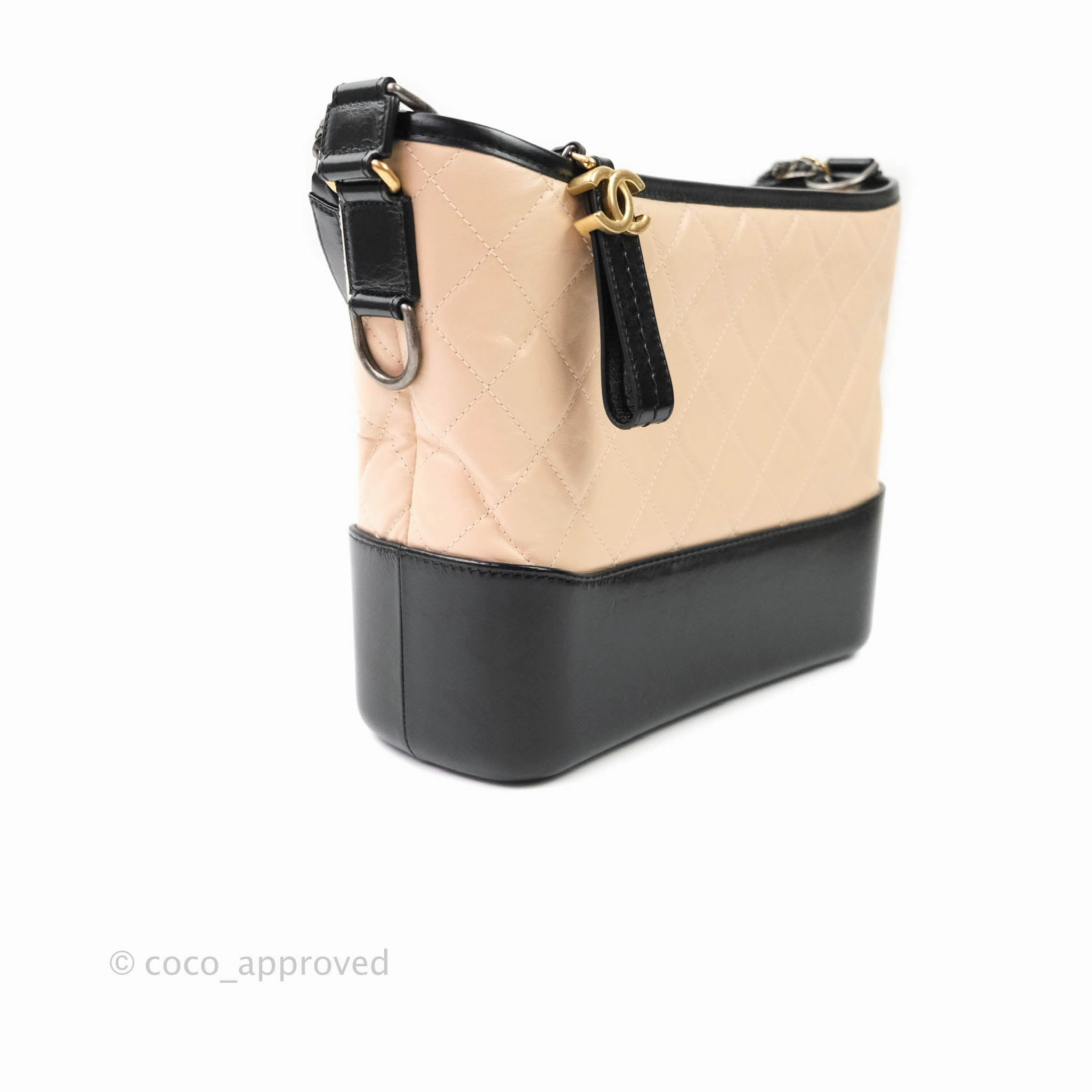 Chanel Medium Gabrielle Beige Black Aged Calfskin