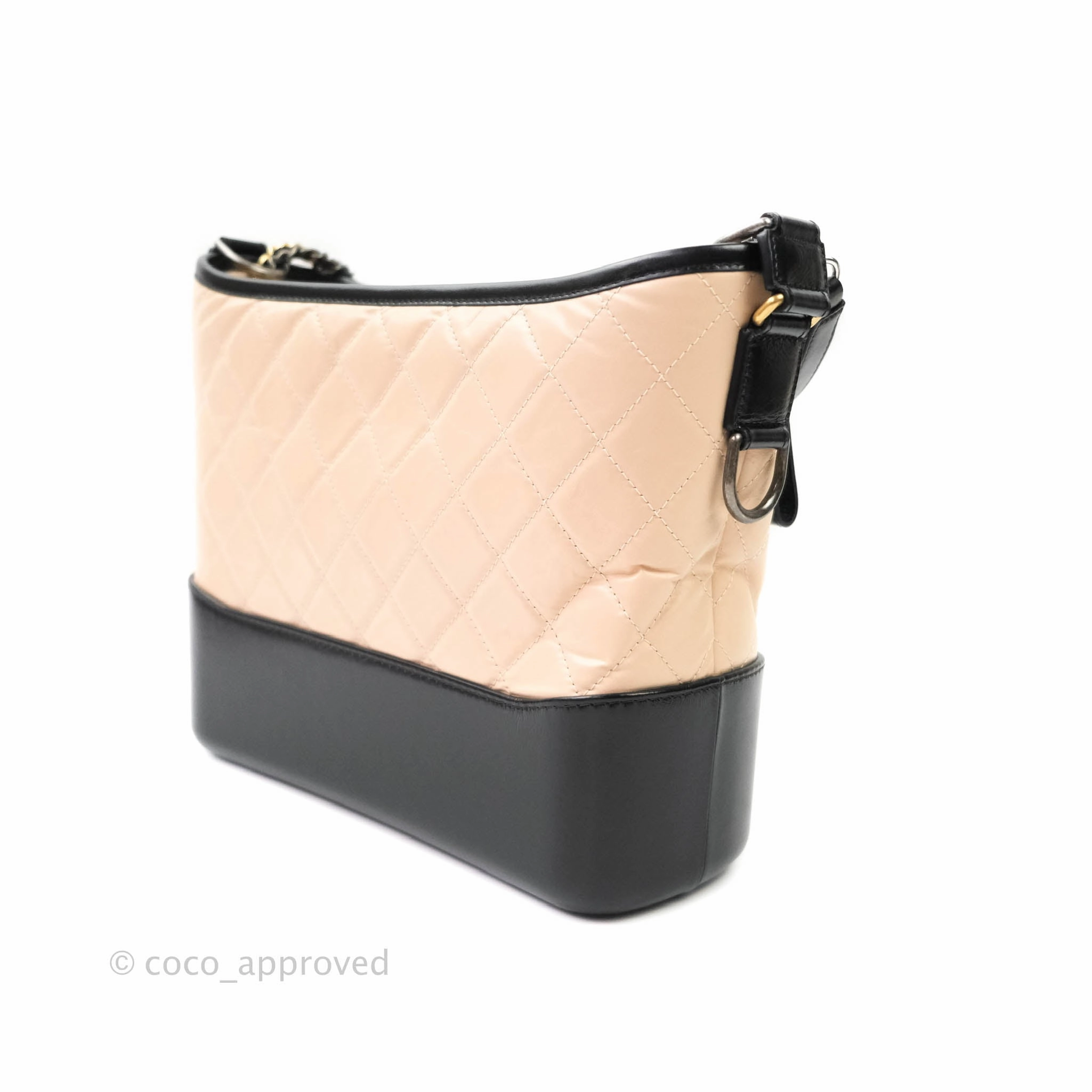 Chanel Medium Gabrielle Beige Black Aged Calfskin