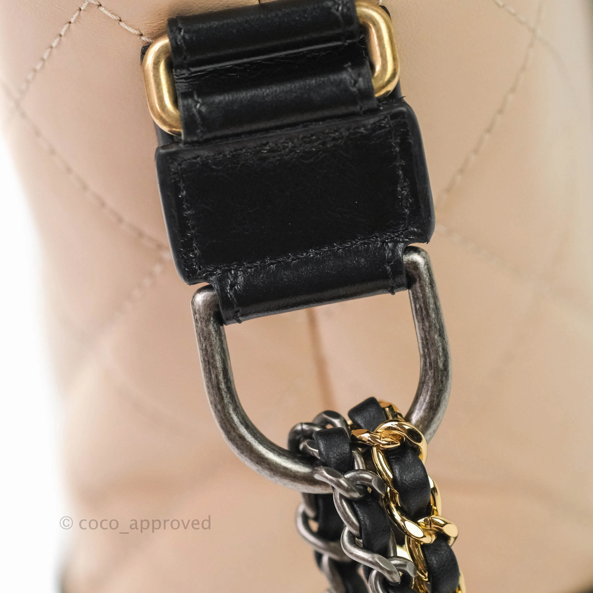 Chanel Medium Gabrielle Beige Black Aged Calfskin