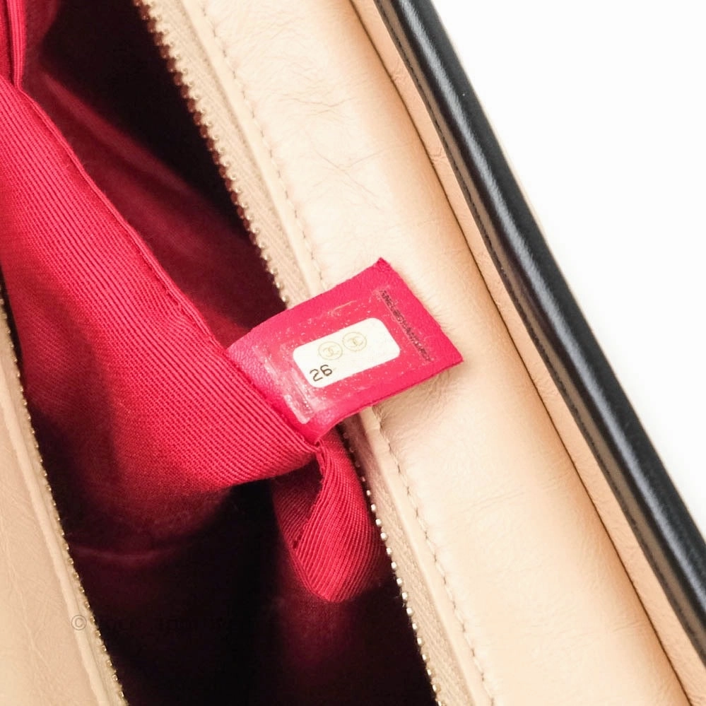 Chanel Medium Gabrielle Beige Black Aged Calfskin