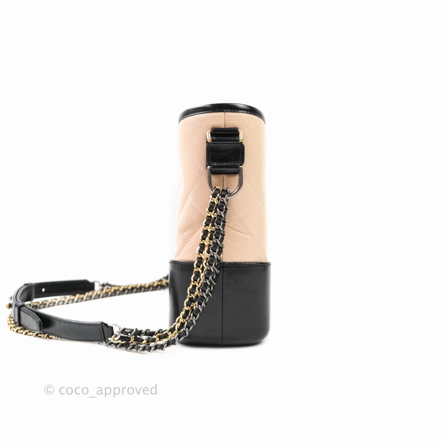 Chanel Medium Gabrielle Beige Black Aged Calfskin