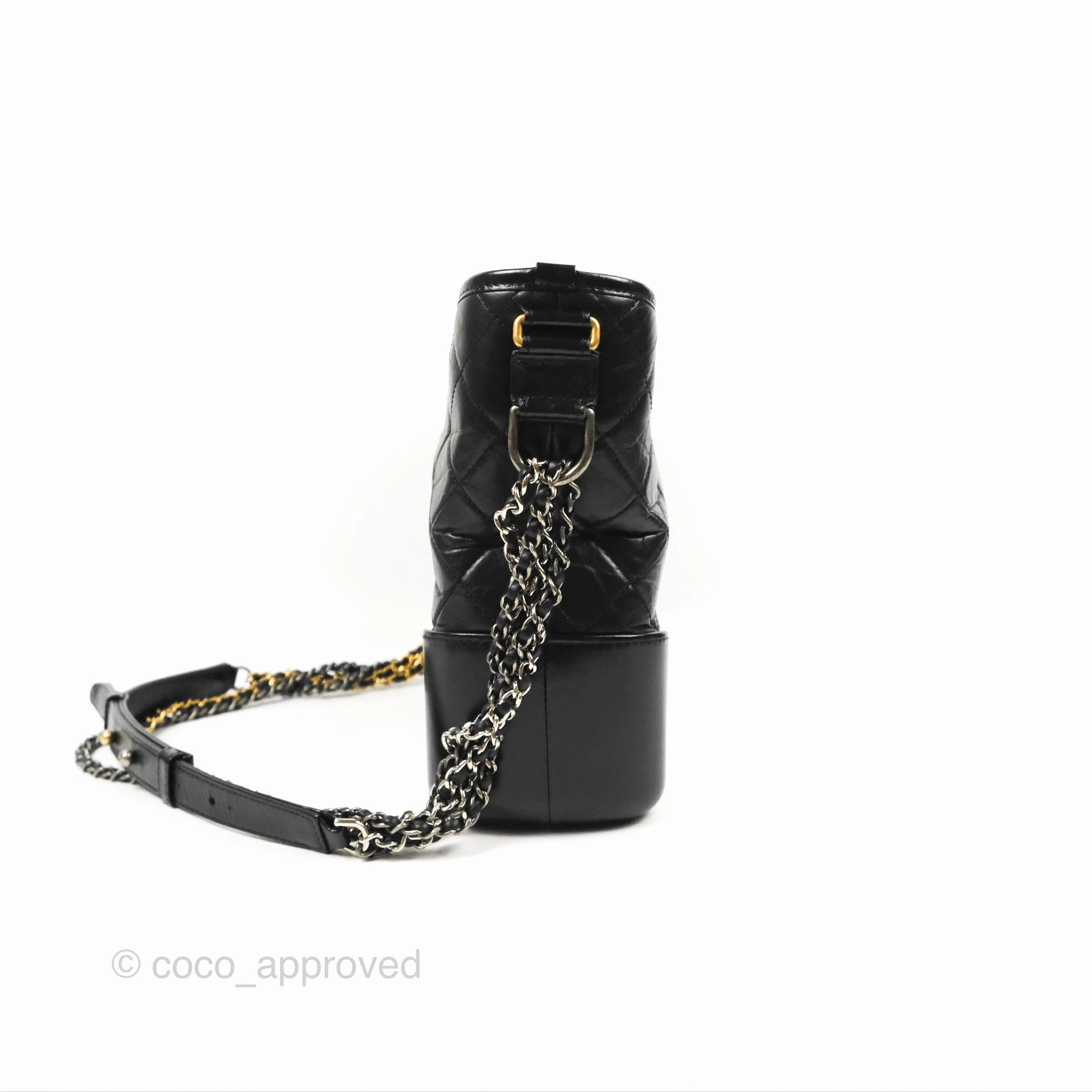Chanel Medium Gabrielle Hobo Quilted Black Aged Calfskin Mixed Hardware