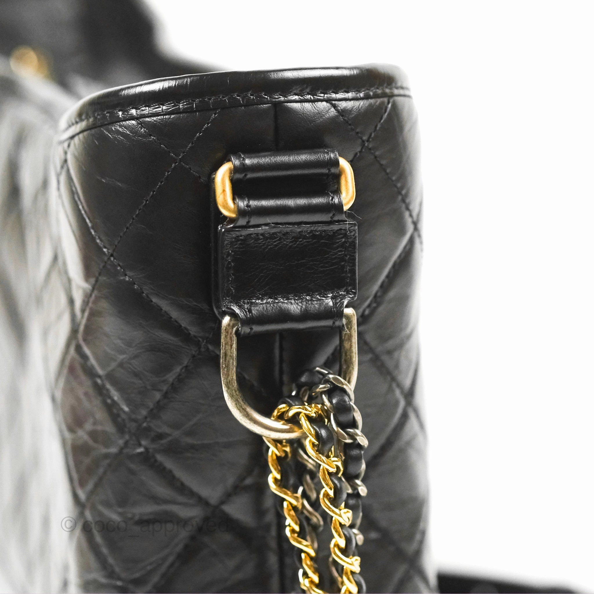 Chanel Medium Gabrielle Hobo Quilted Black Aged Calfskin Mixed Hardware