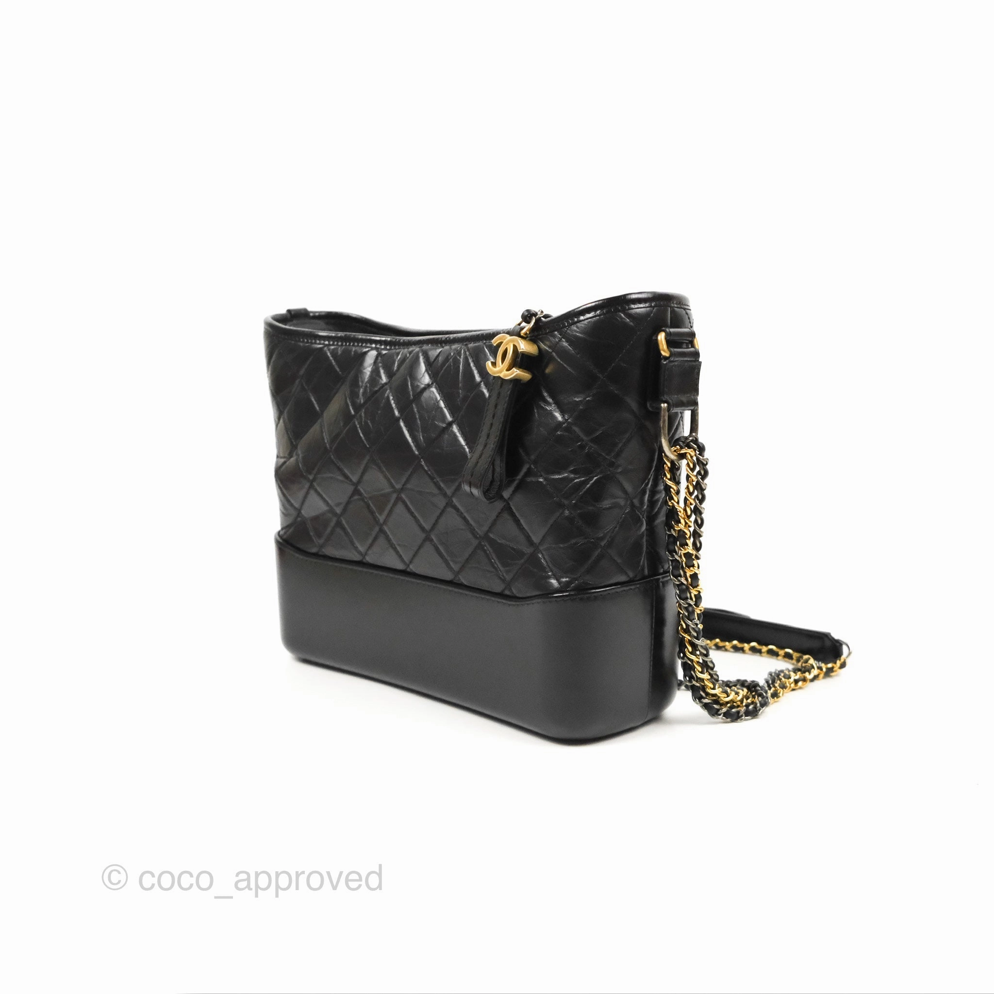 Chanel Medium Gabrielle Hobo Quilted Black Aged Calfskin Mixed Hardware