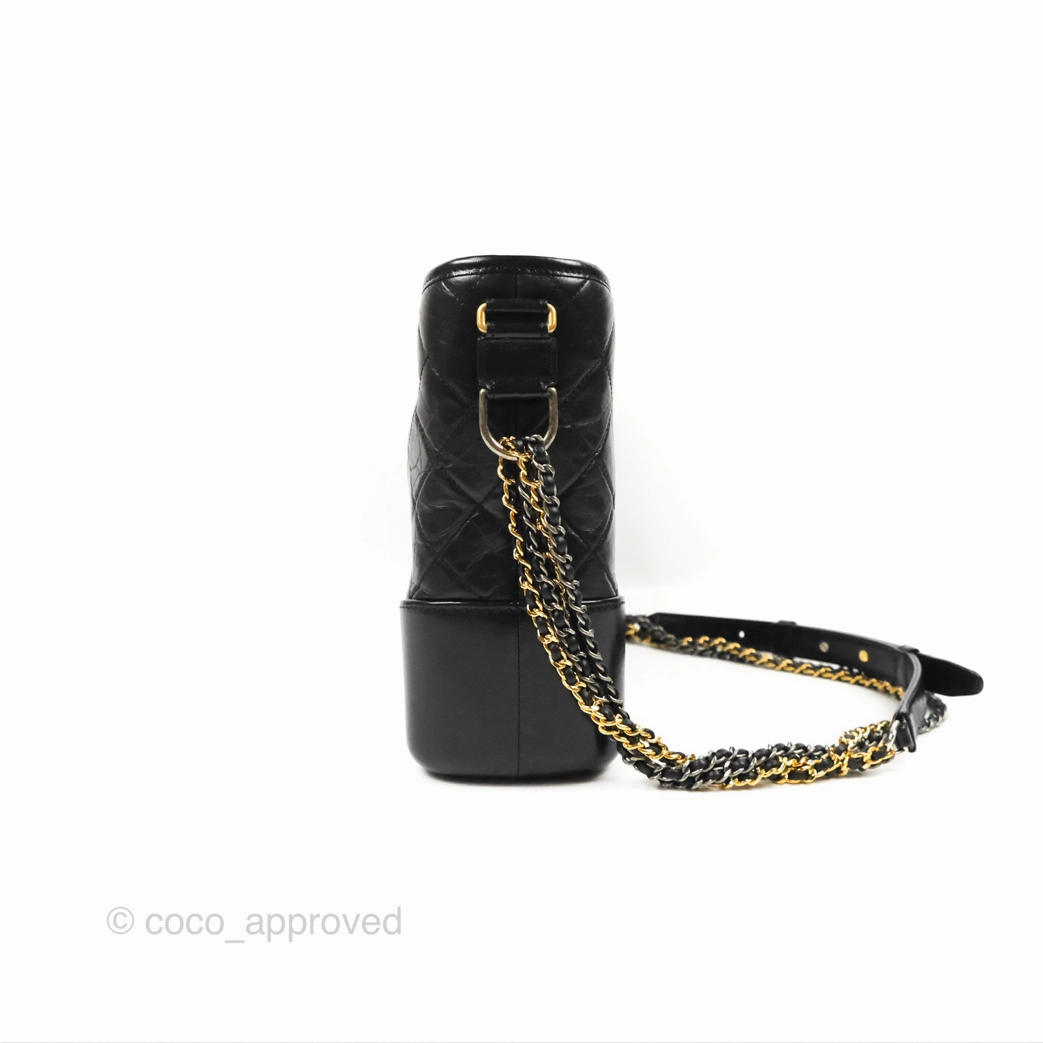 Chanel Medium Gabrielle Hobo Quilted Black Aged Calfskin Mixed Hardware