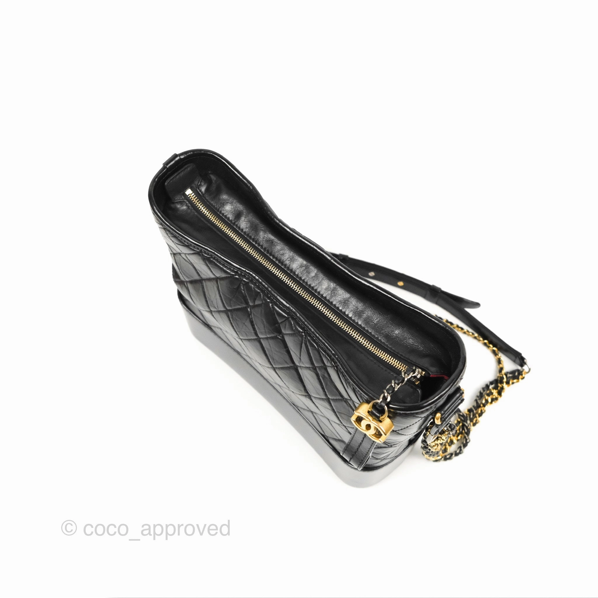 Chanel Medium Gabrielle Hobo Quilted Black Aged Calfskin Mixed Hardware