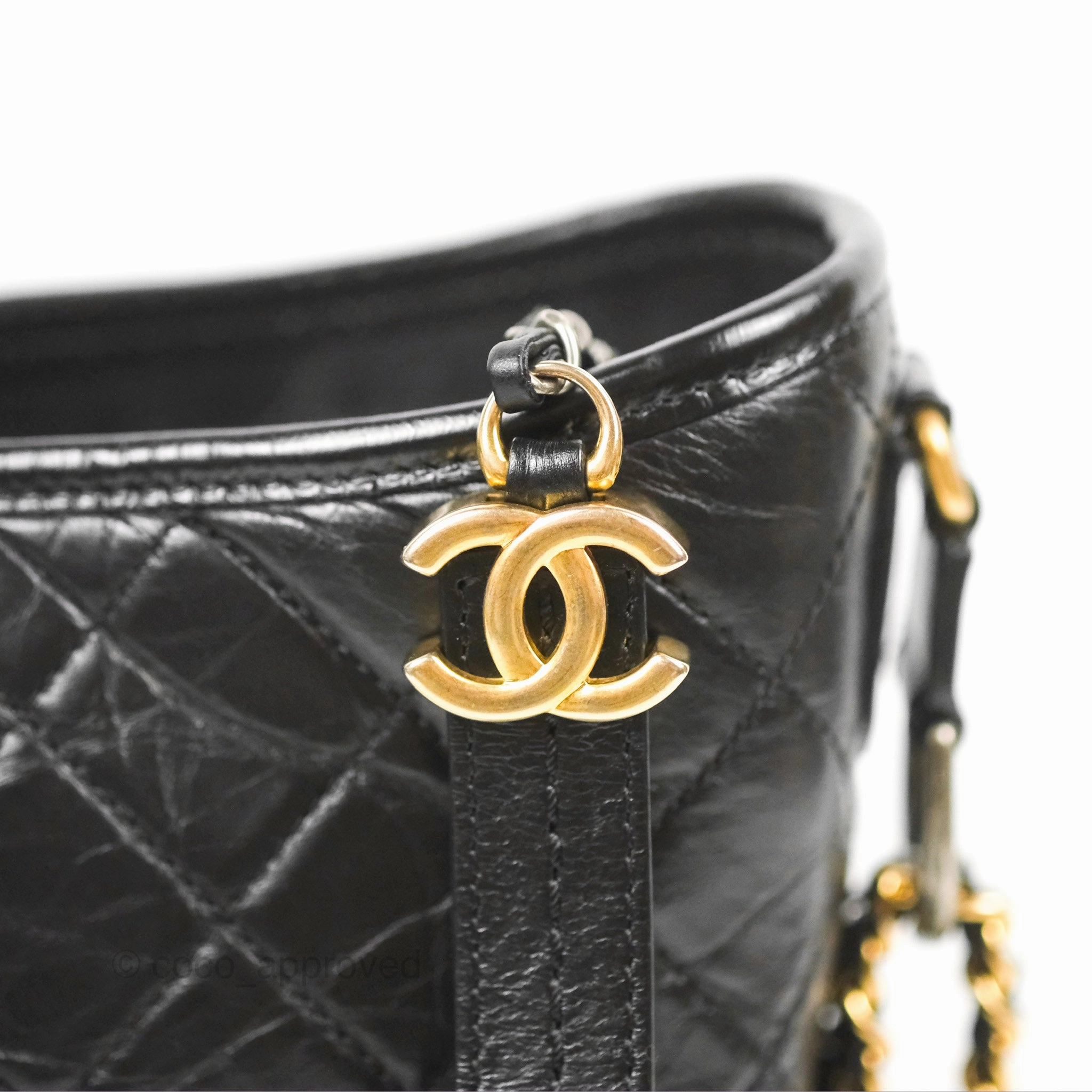 Chanel Medium Gabrielle Hobo Quilted Black Aged Calfskin Mixed Hardware