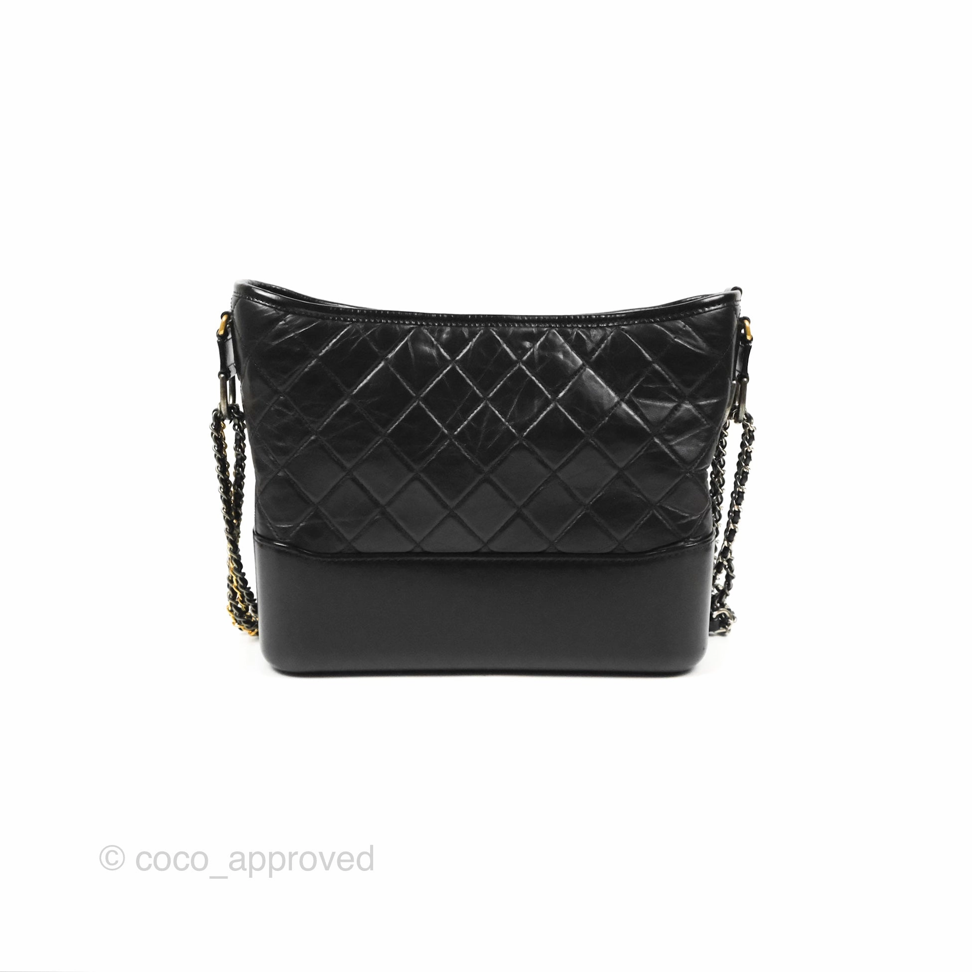 Chanel Medium Gabrielle Hobo Quilted Black Aged Calfskin Mixed Hardware
