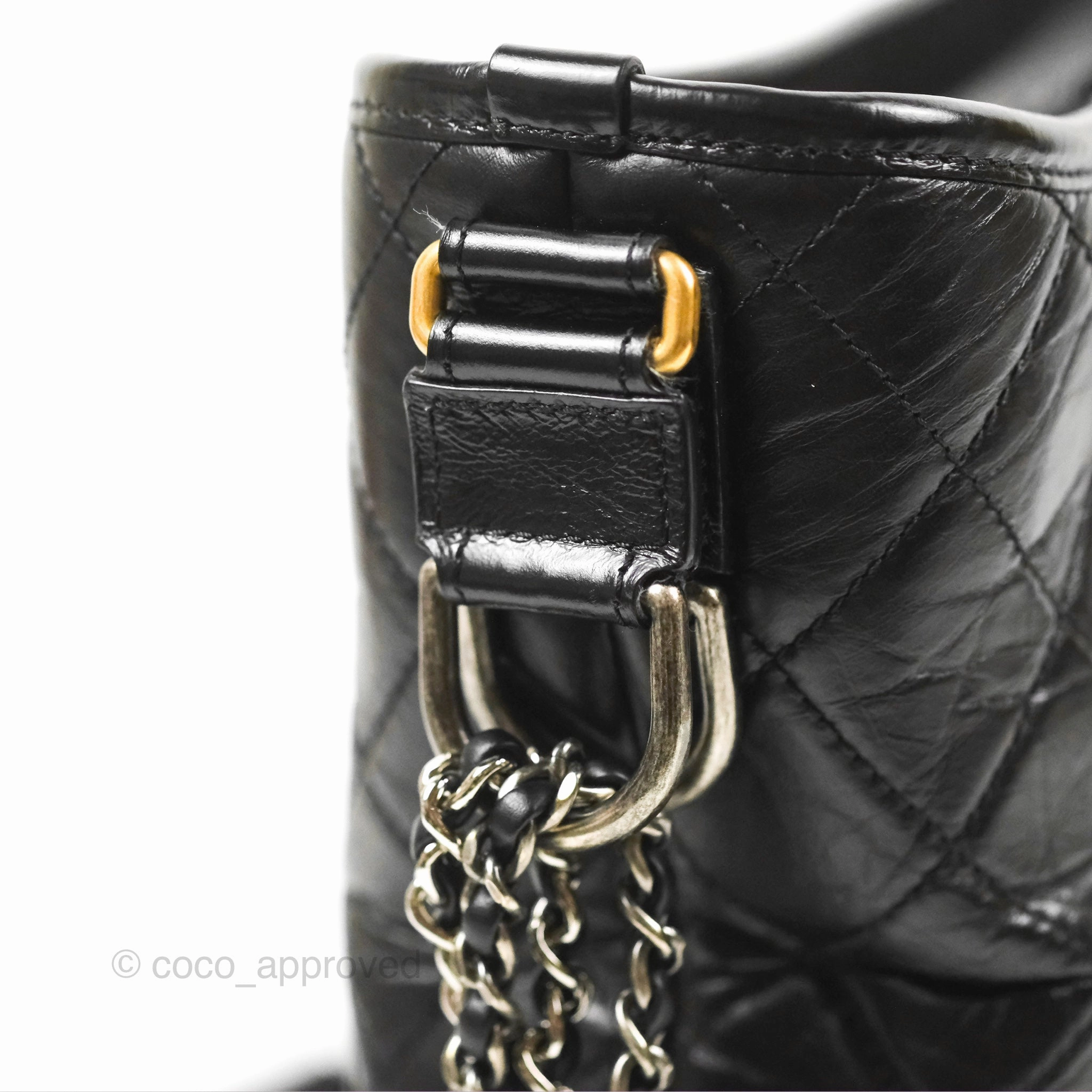 Chanel Medium Gabrielle Hobo Quilted Black Aged Calfskin Mixed Hardware