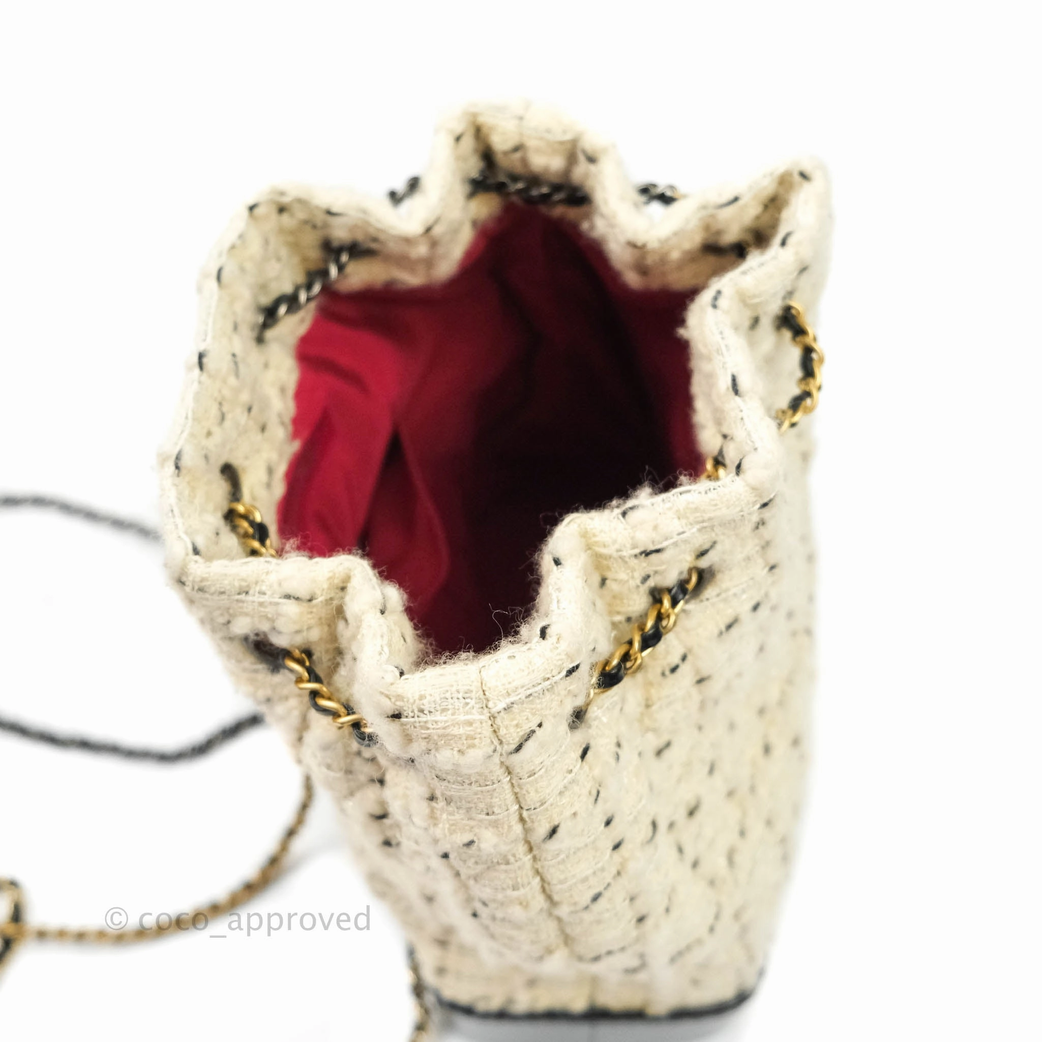 Chanel Medium Gabrielle Tweed Aged Calfskin Backpack in Cream Black