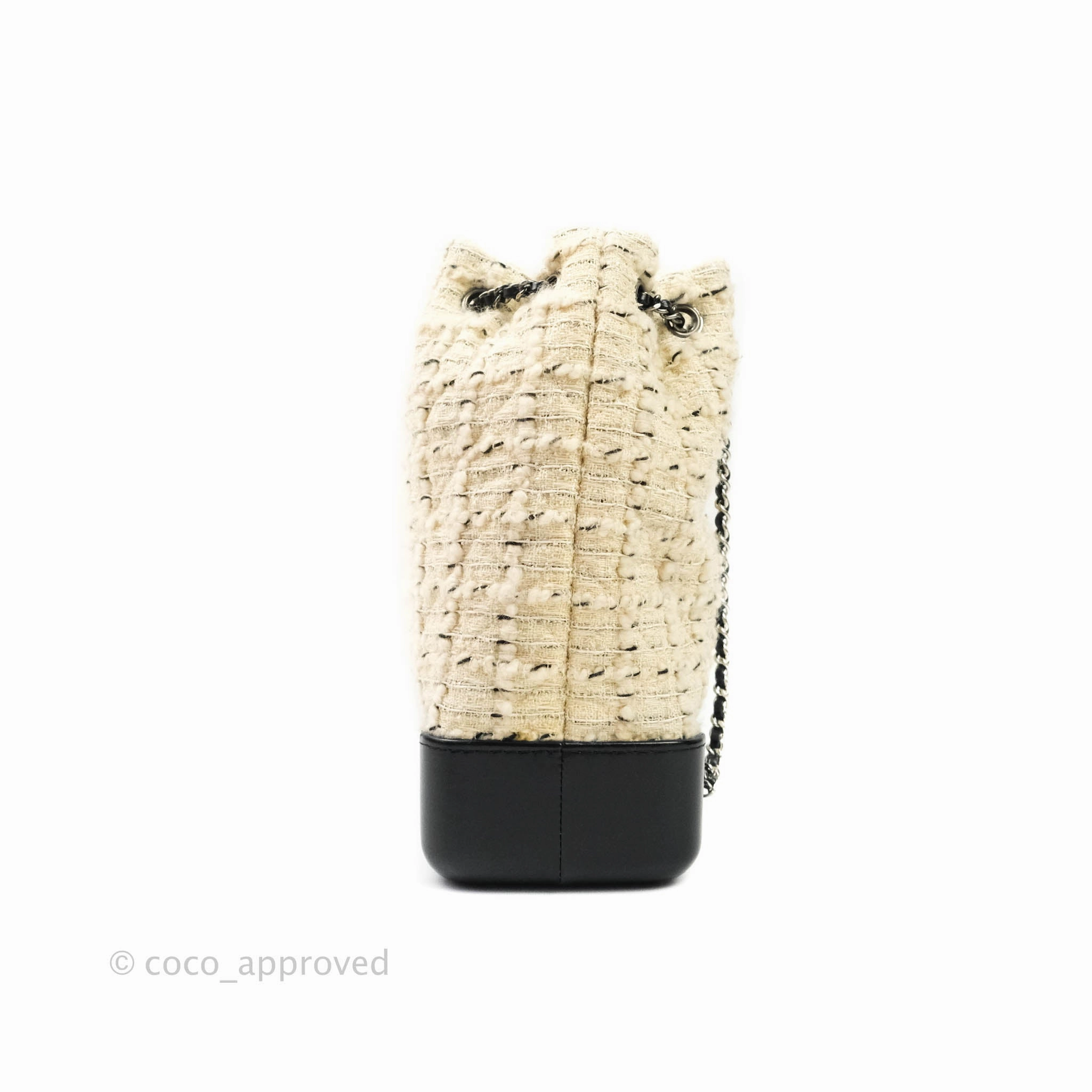 Chanel Medium Gabrielle Tweed Aged Calfskin Backpack in Cream Black