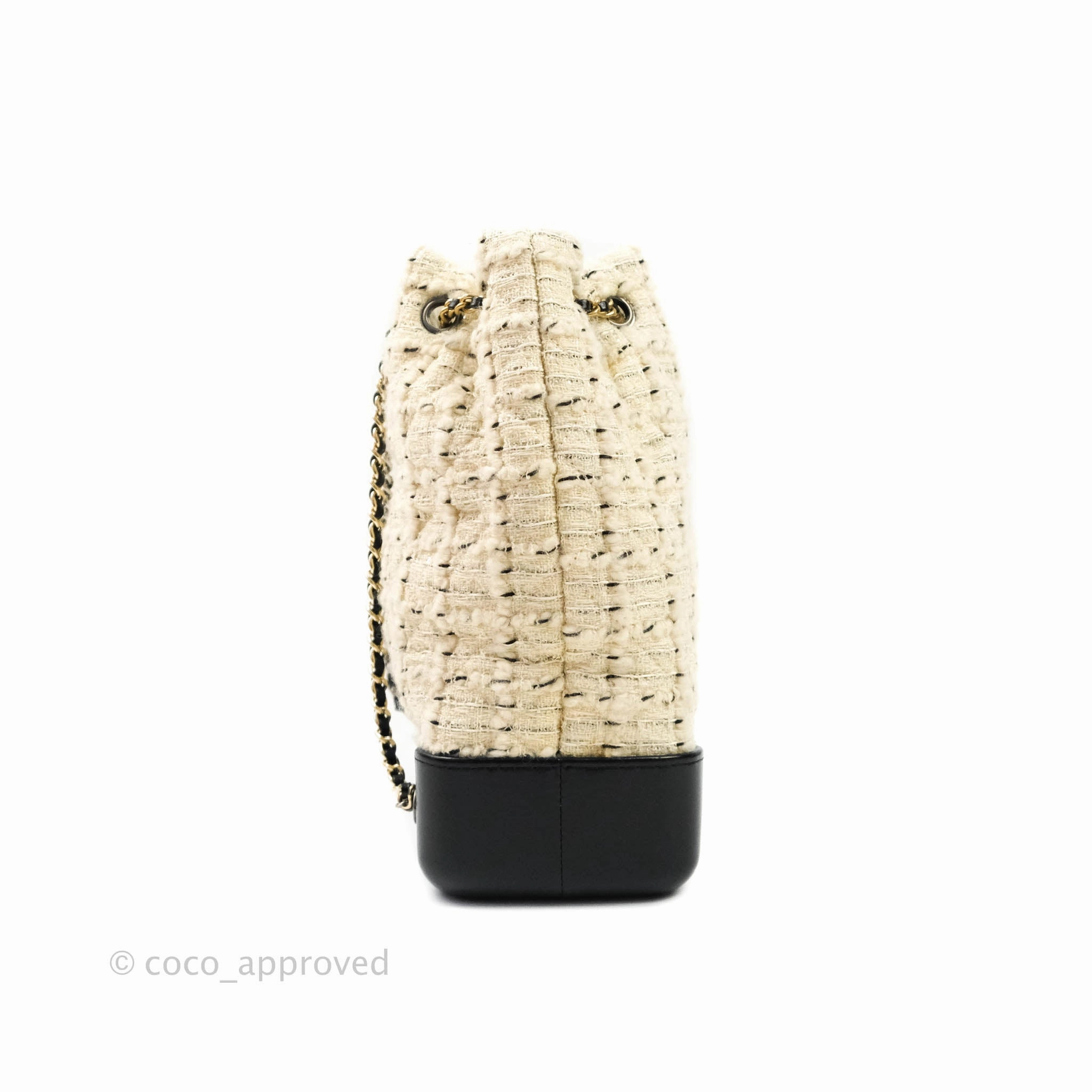 Chanel Medium Gabrielle Tweed Aged Calfskin Backpack in Cream Black