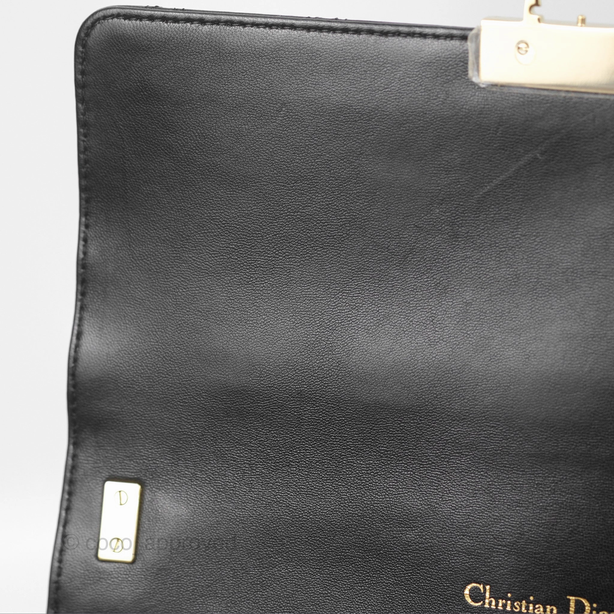 Chanel Medium Miss Dior Flap Bag Black Cannage Lambskin Gold Hardware