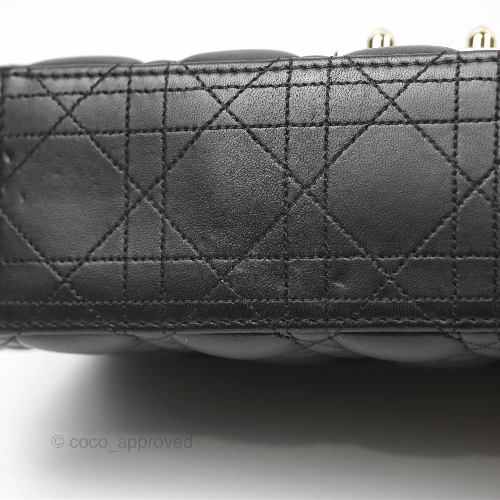 Chanel Medium Miss Dior Flap Bag Black Cannage Lambskin Gold Hardware