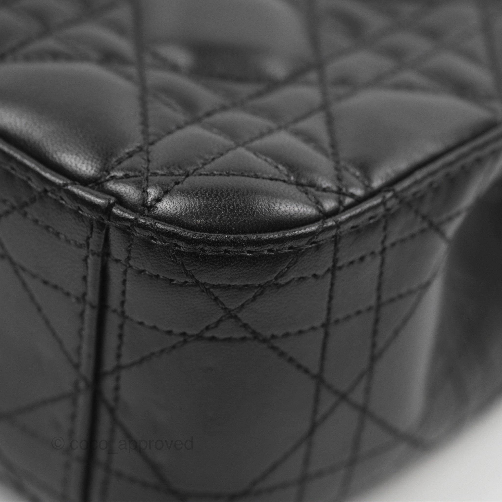 Chanel Medium Miss Dior Flap Bag Black Cannage Lambskin Gold Hardware