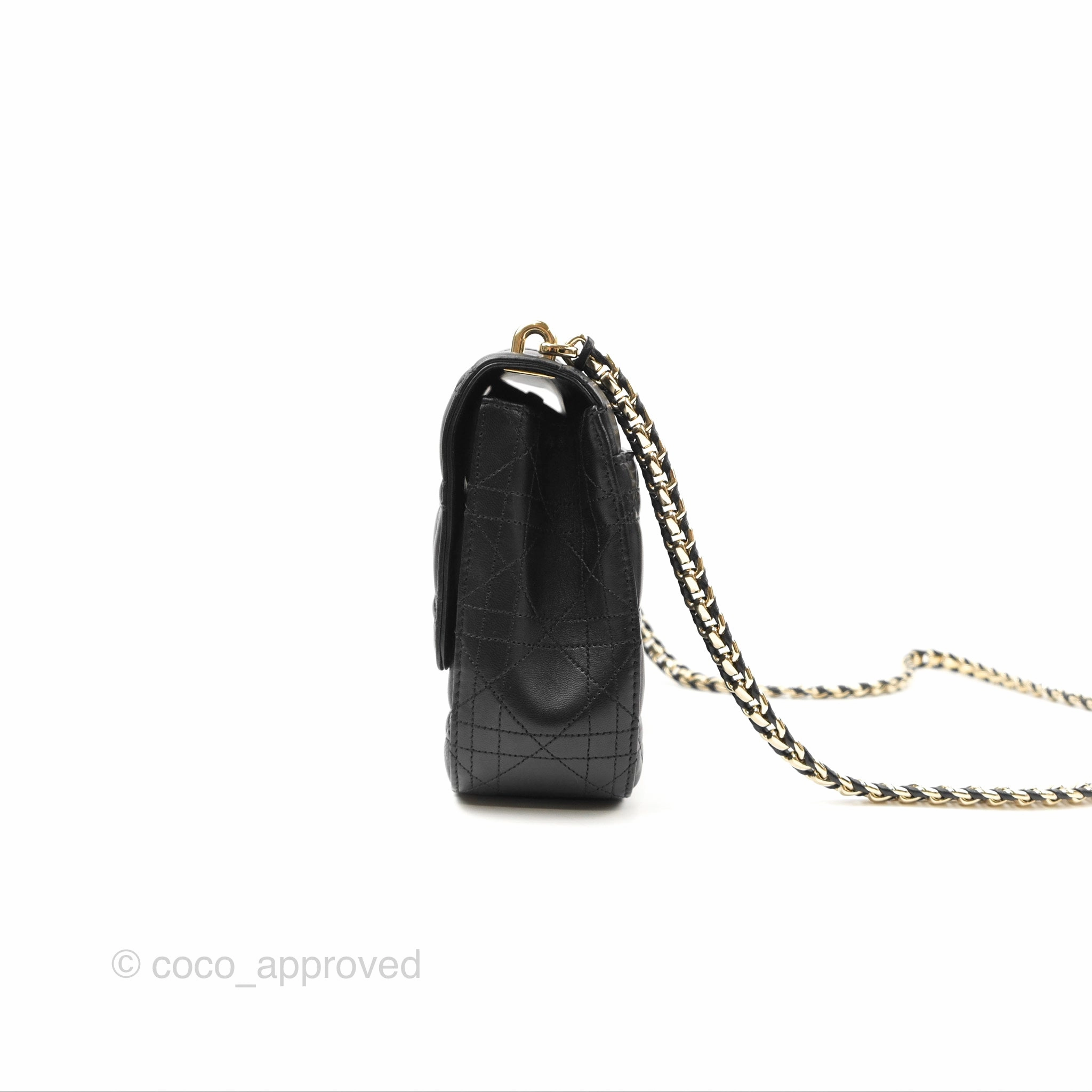 Chanel Medium Miss Dior Flap Bag Black Cannage Lambskin Gold Hardware