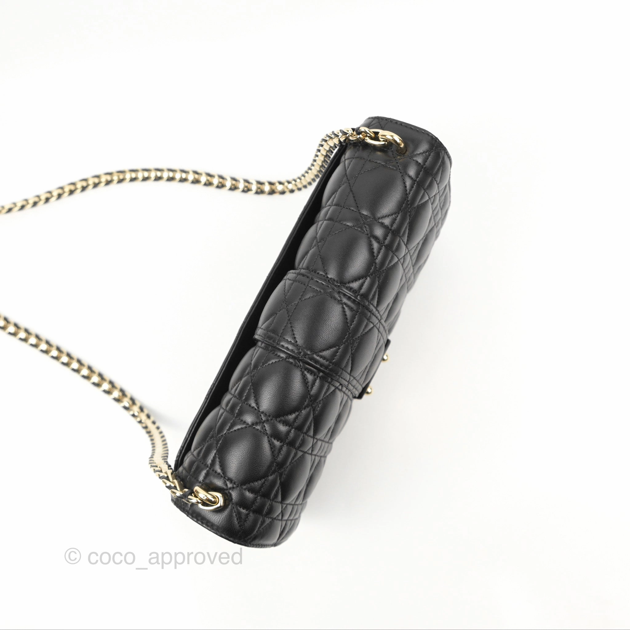 Chanel Medium Miss Dior Flap Bag Black Cannage Lambskin Gold Hardware