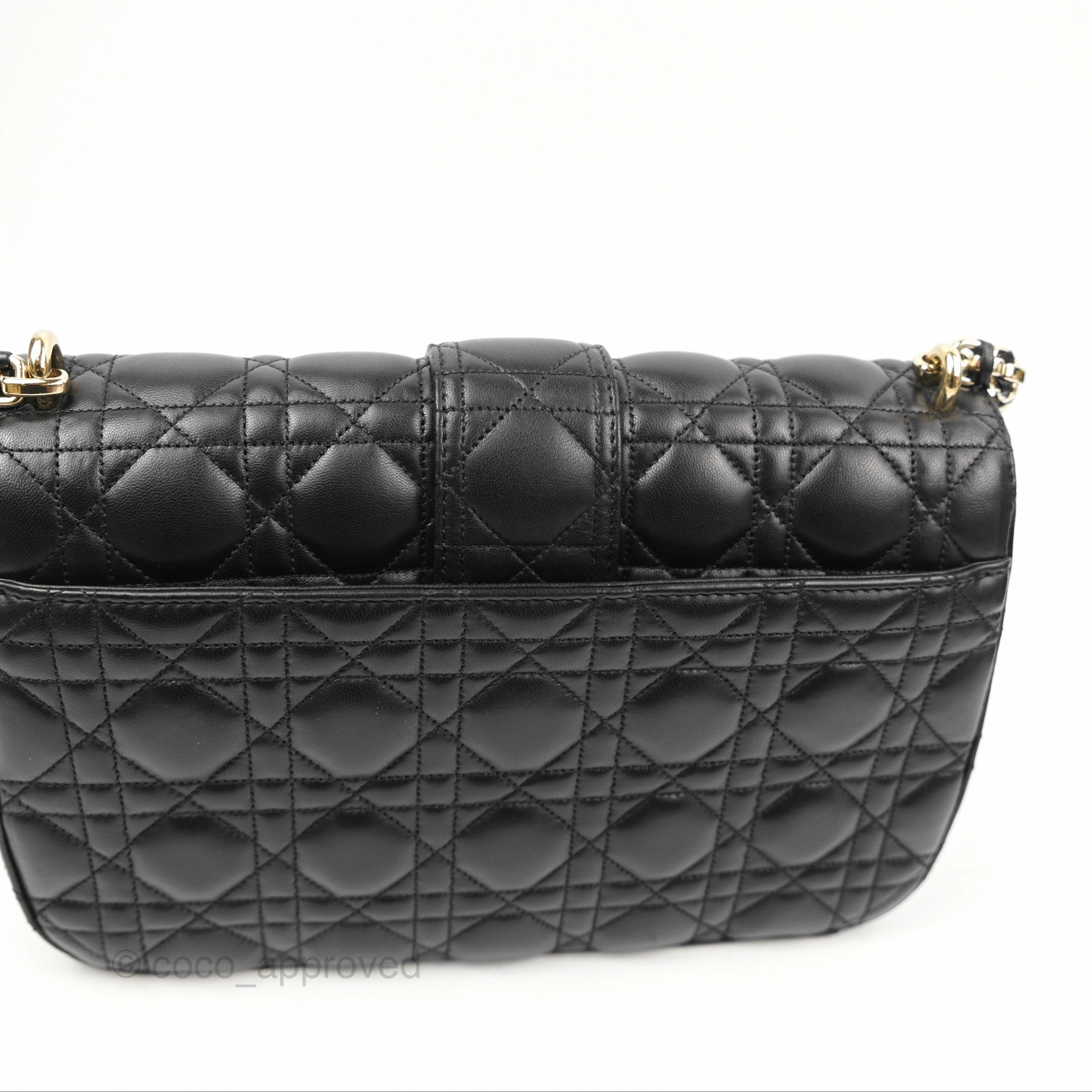 Chanel Medium Miss Dior Flap Bag Black Cannage Lambskin Gold Hardware