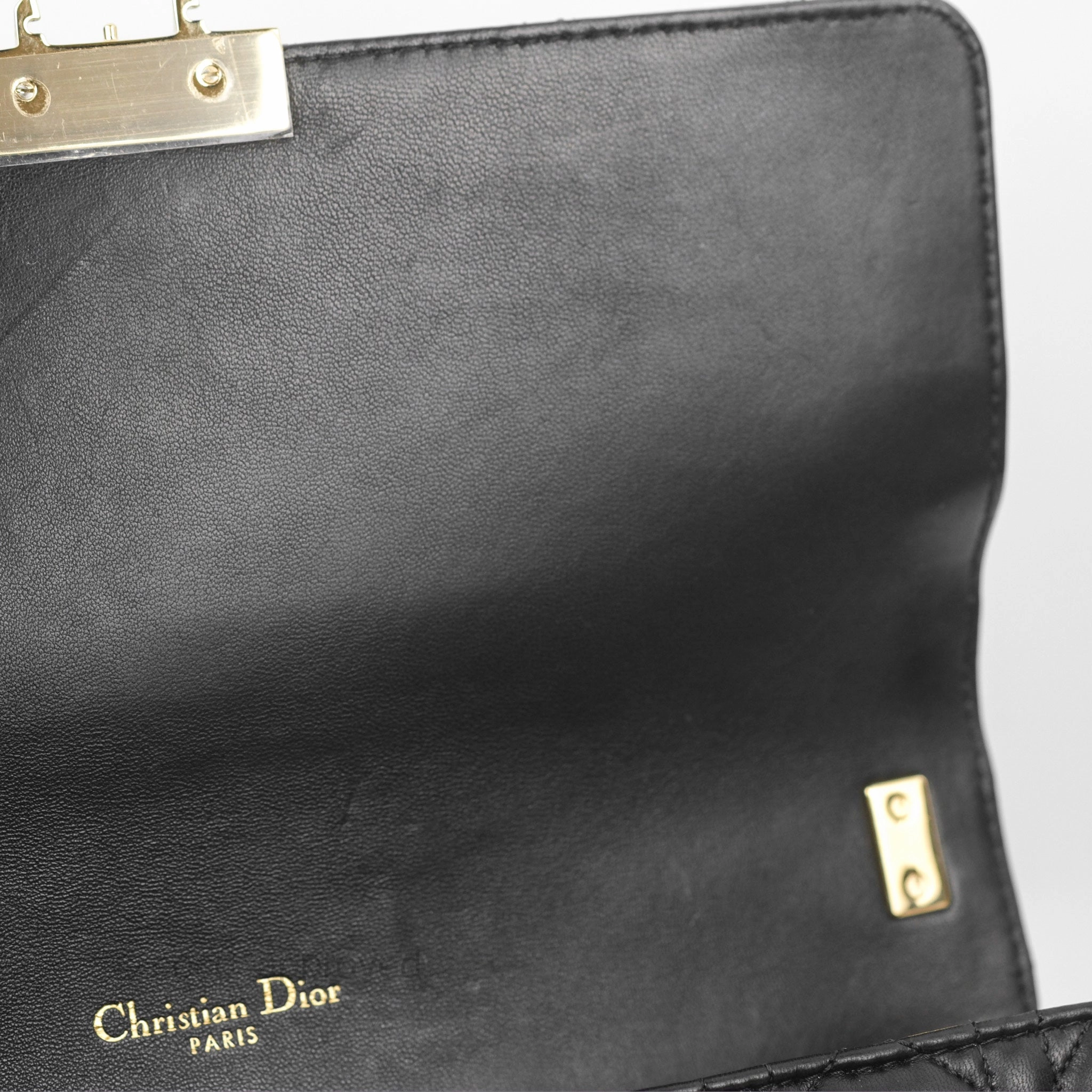 Chanel Medium Miss Dior Flap Bag Black Cannage Lambskin Gold Hardware