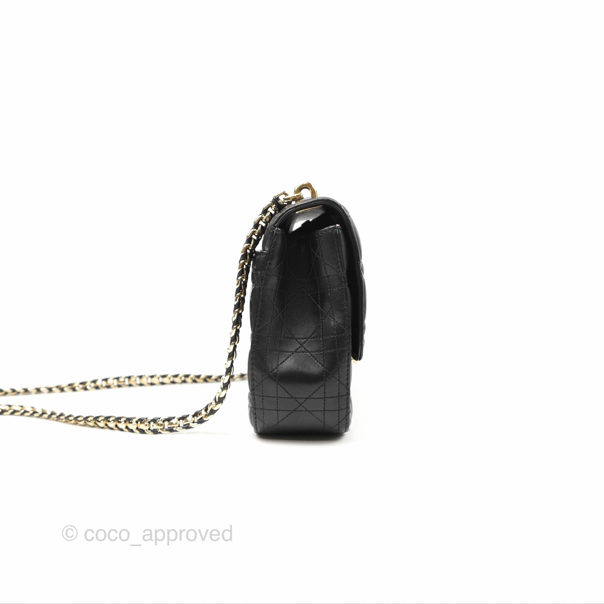 Chanel Medium Miss Dior Flap Bag Black Cannage Lambskin Gold Hardware