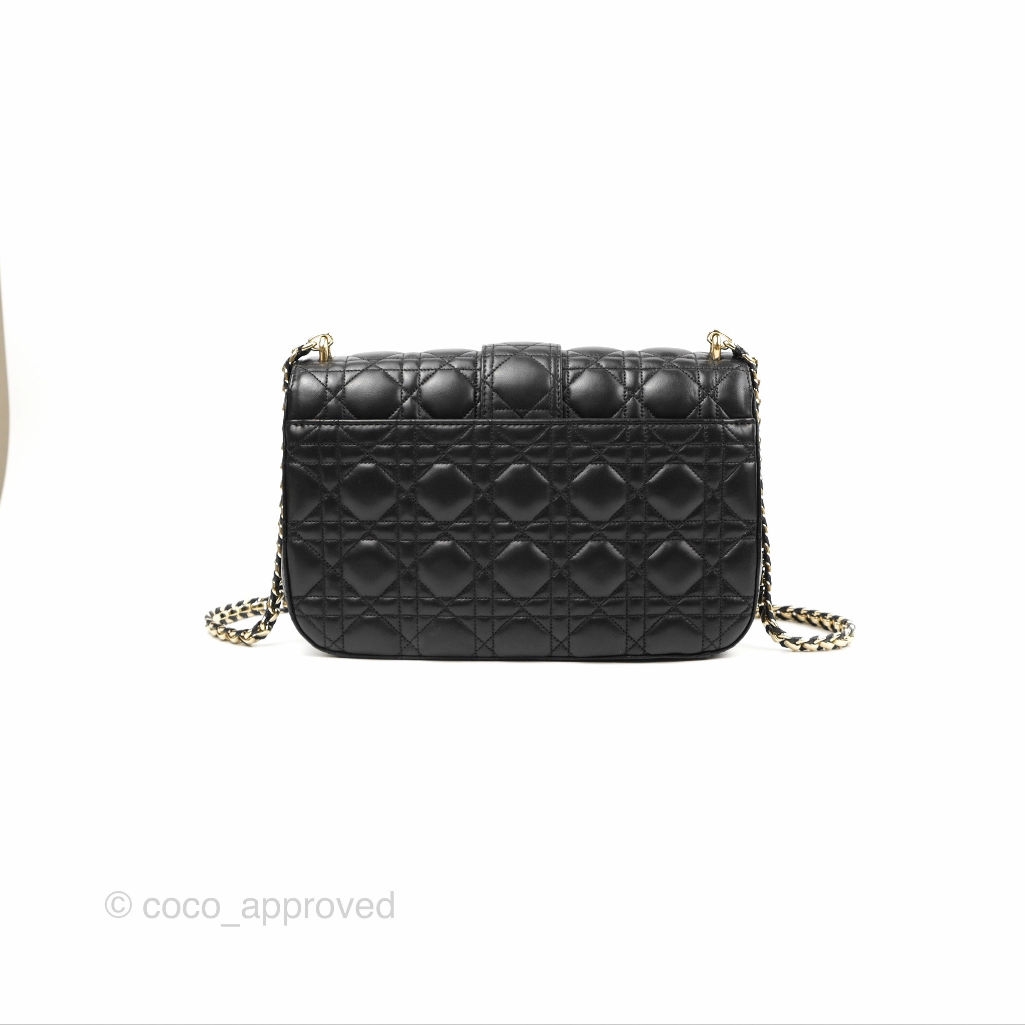 Chanel Medium Miss Dior Flap Bag Black Cannage Lambskin Gold Hardware