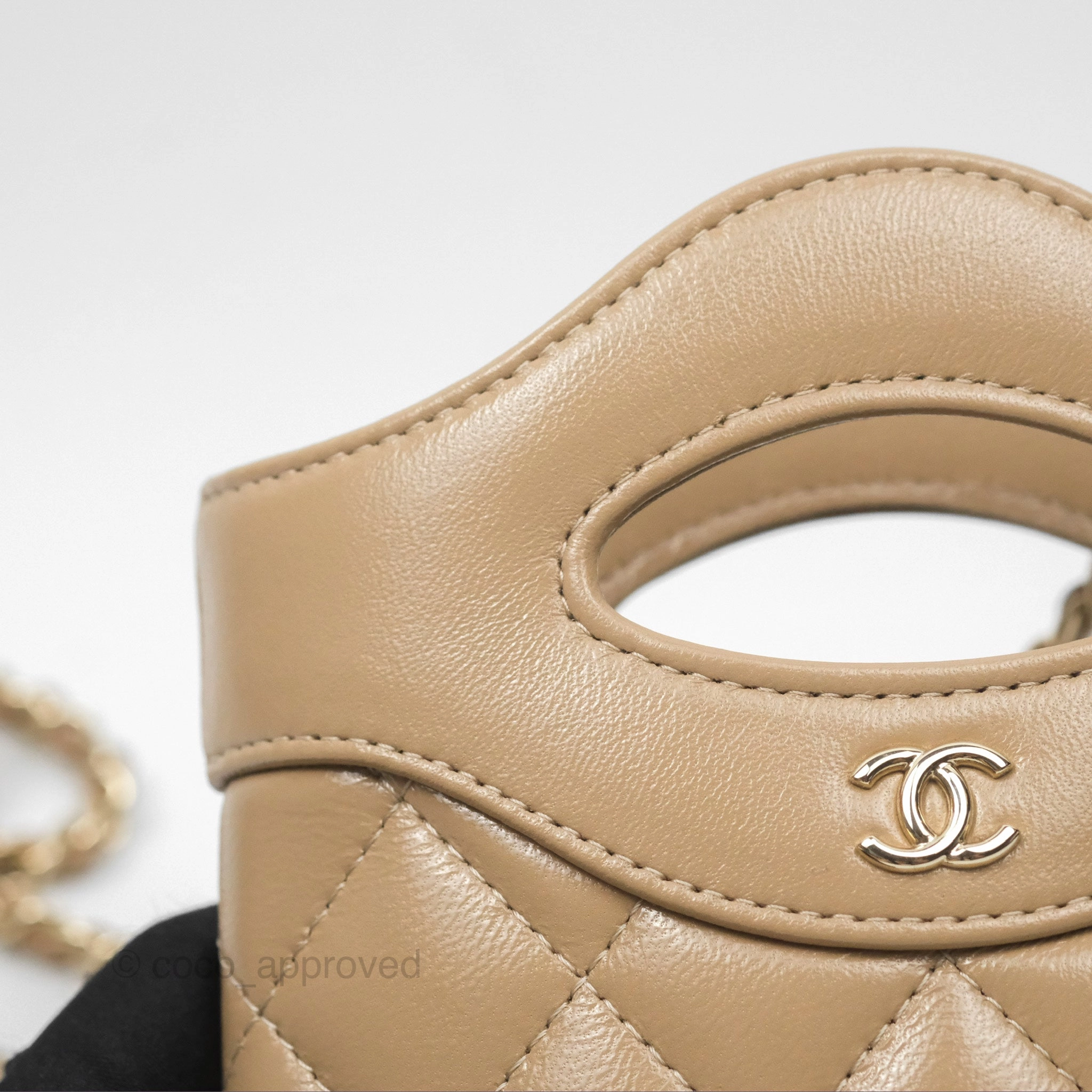 Chanel Micro 31 Beige Bucket Bag Shiny Calfskin Gold Hardware